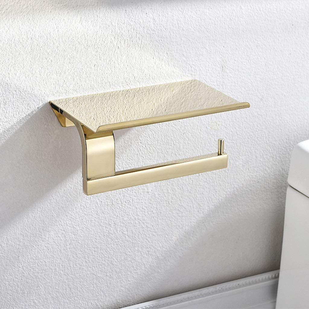 Stały uchwyt na papier toaletowy, Stainless Steel Wall Mount Toilet Paper Holder With Mobile Phone Storage Shelf 16x10 cm