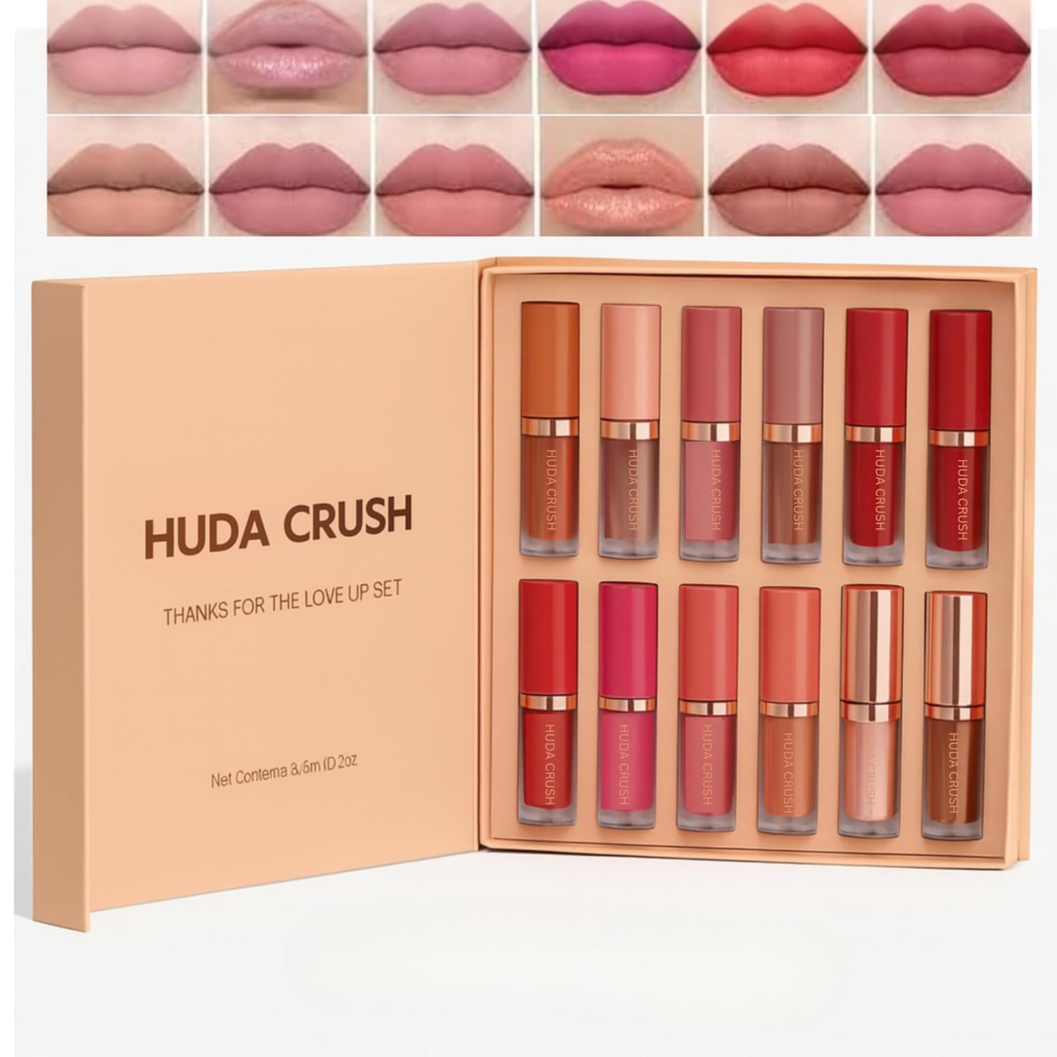 HUDA CRUSH Makeup Gift Set For Women And Girls – 12 PCS Liquid Lipstick Combo Set With Cute Lip Gloss, Lipstick Matte Waterproof, Nude Brown Long Lasting Glossy Lipstick HUDA CRUSH Makeup Gift Set For Women And Girls – 12 PCS Liquid Lipstick Combo Set With Cute Lip Gloss, Lipstick Matte Waterproof, Nude Brown Long Lasting Glossy Lipstick
