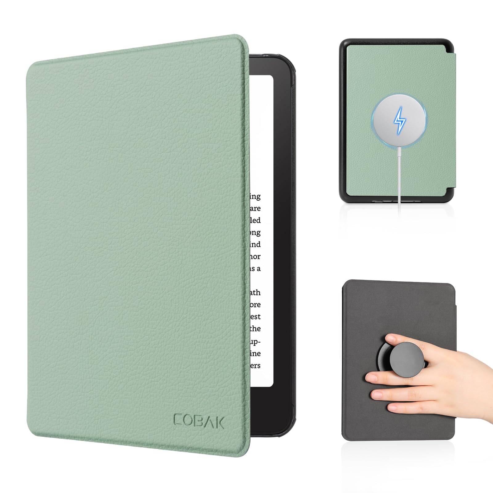 CoBak Case for 6" Kindle 11th Generation 2024/2022 & International Version, Premium PU Leather Smart Cover with Auto Sleep/Wake for 6" E-Reader, Matcha Green — view 30