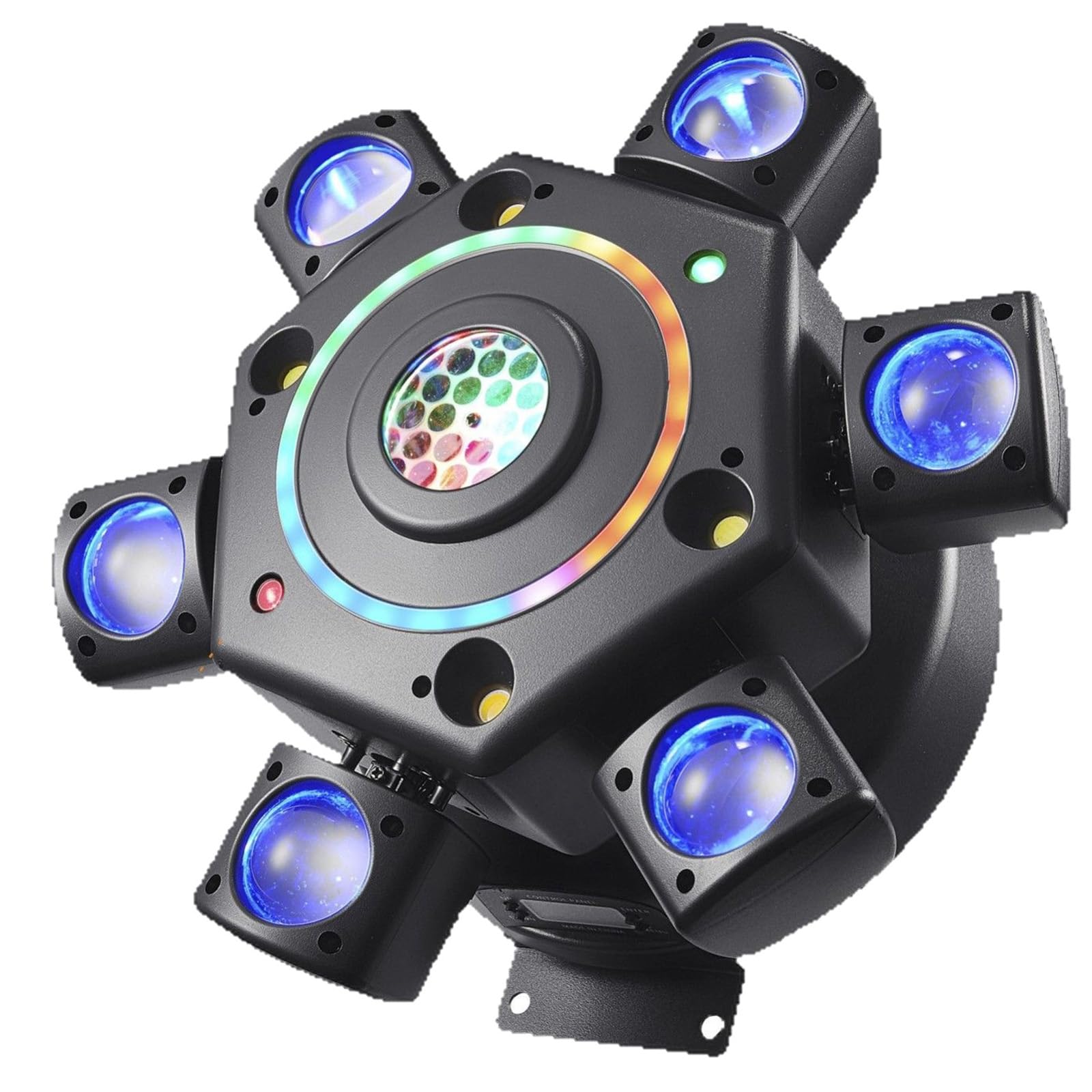 Multi-Beam-LED-Atmosphärenlicht,150W 6 Arms Beam Rotating Stage Lights,0-100% Dimmung,Laser/Strobe,Support Remote& Sound Activated für DJs, Bands, Bars, Lasershow (Schwarz)