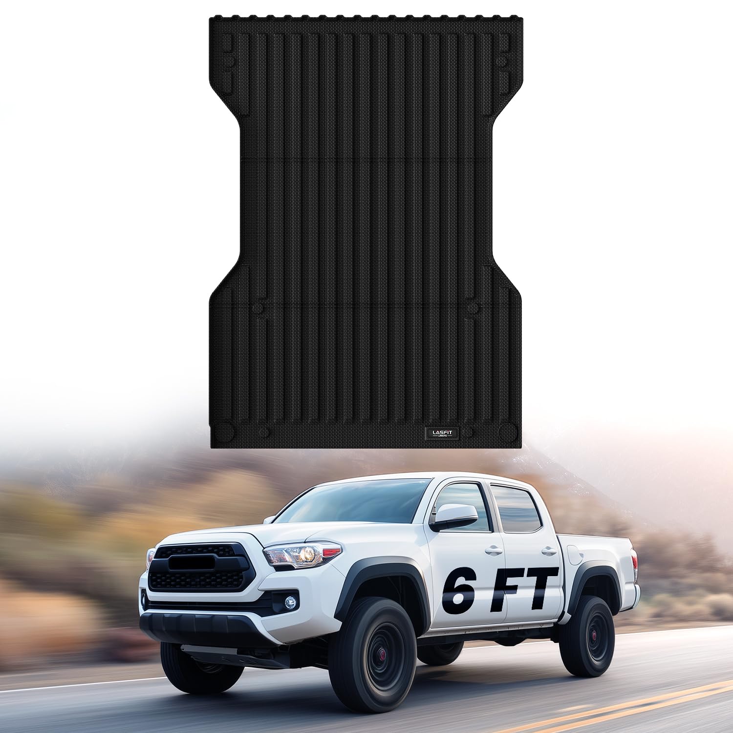 LASFIT Bed Mat for Toyota 2005-2023 Tacoma (6FT,73.5''Bed) Truck Bed 6 ft, All Weather TPE Car Bed Liner for Toyota Tacoma 2023 2022 2021-2005
