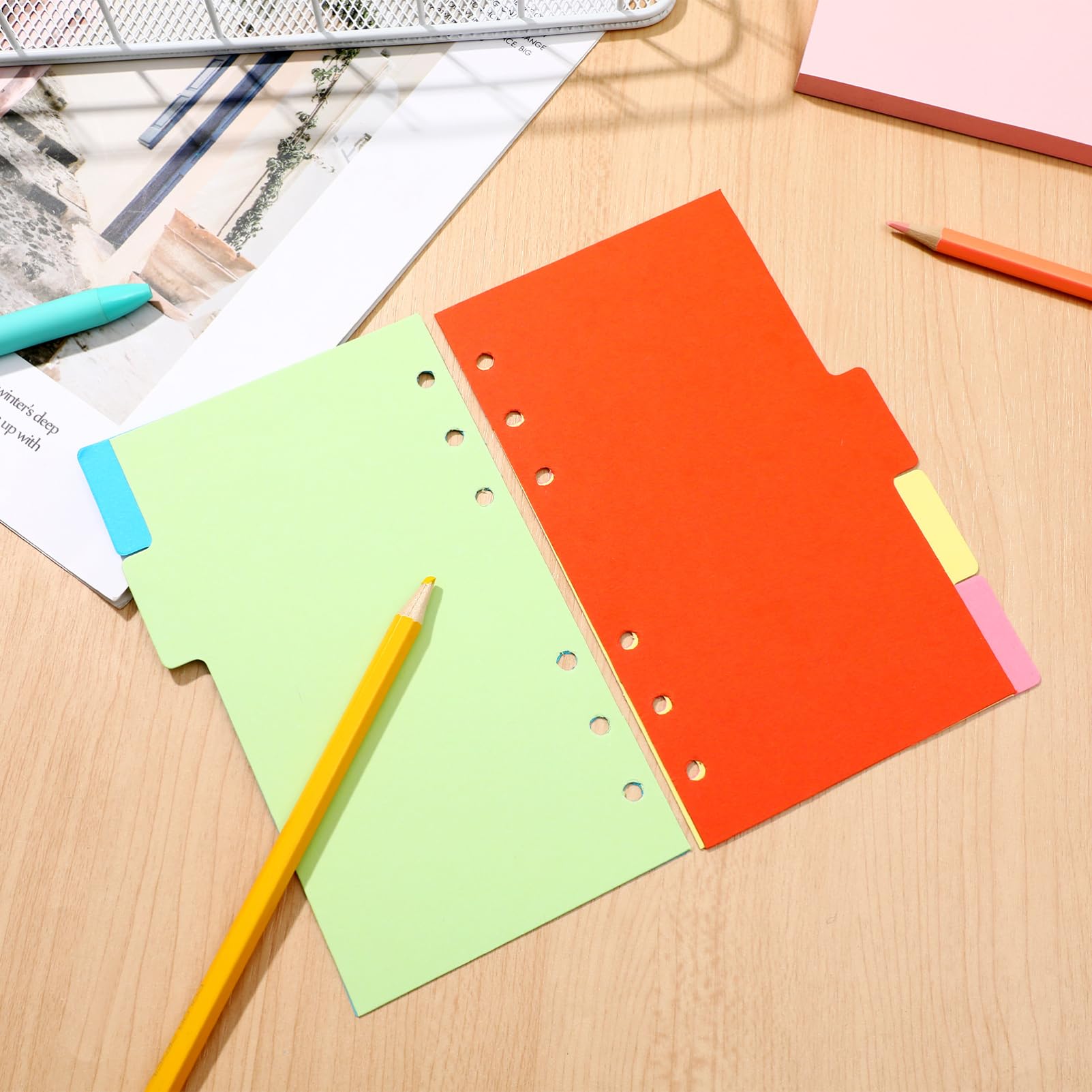 Gadpiparty 60 Sätze Trennblätter Set Teilig für Ringordner Bunte Papier Einsätze für Notizbücher Schule und Bürobedarf pro Set Stabile Zufällige Farbe