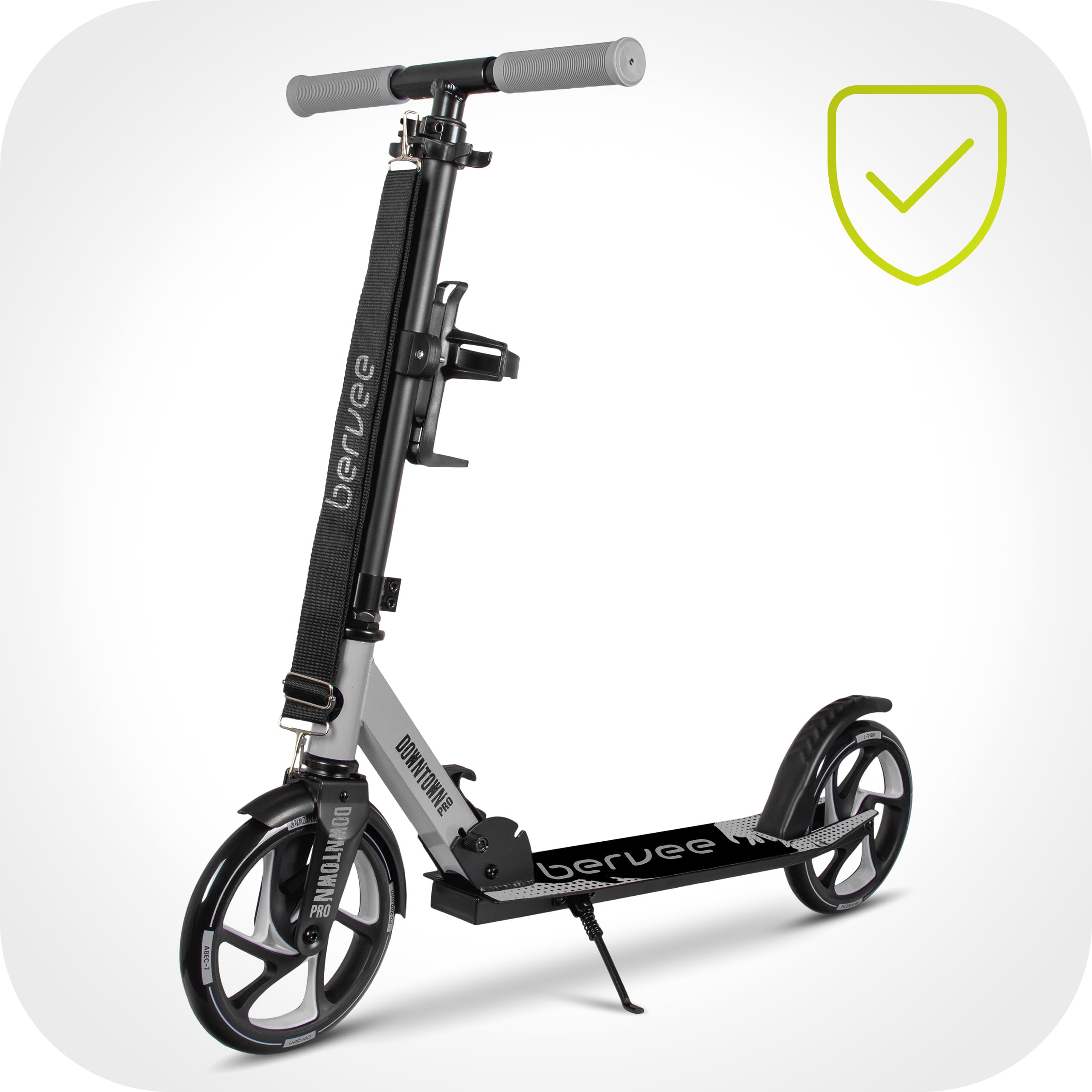 Bergen City Scooter Downtown, składana, lekka, 3,3 kg, aluminium, duże koła 200 mm, z regulacją wysokości, hulajnoga dla dzieci od 6 lat, młodzież, dorośli do 100 kg