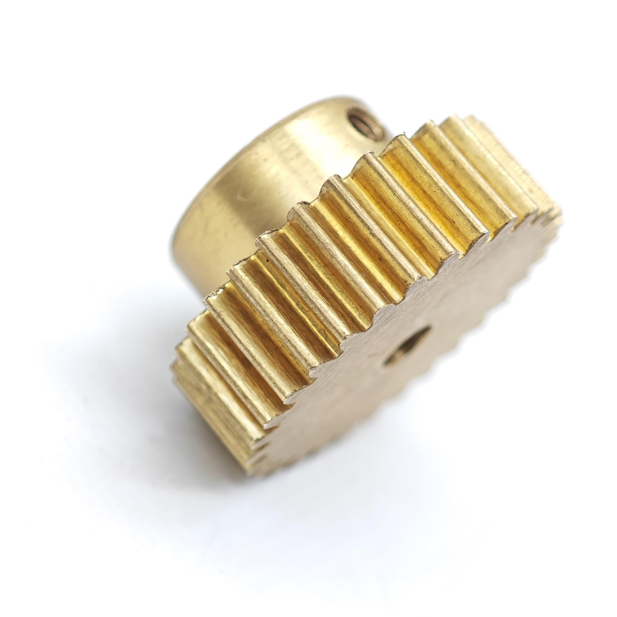 Gear, Brass Spur Gear 0.5 Module 55 Teeth with Step Shaft Multiple Bore Sizes(4mm bore)