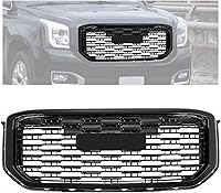 Vista 10 de KUAFU Parrilla Delantera Compatible con GMC Yukon/Yukon XL 2015-2020 Protector de Parachoques Ensamble de Parrilla Plástico ABS Cromo Plateado