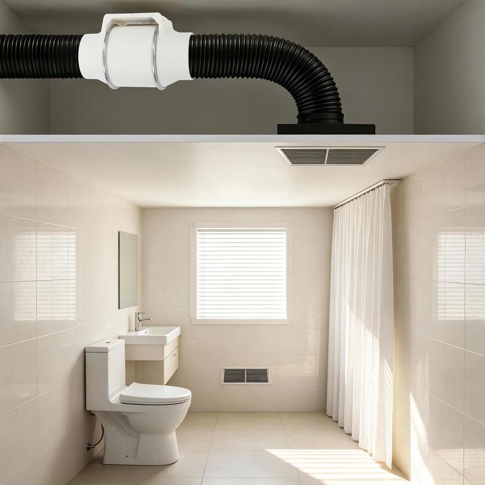 Inline-Rohrventilator 220m³/h 50dB, 220V, weiß für Bad & Küche