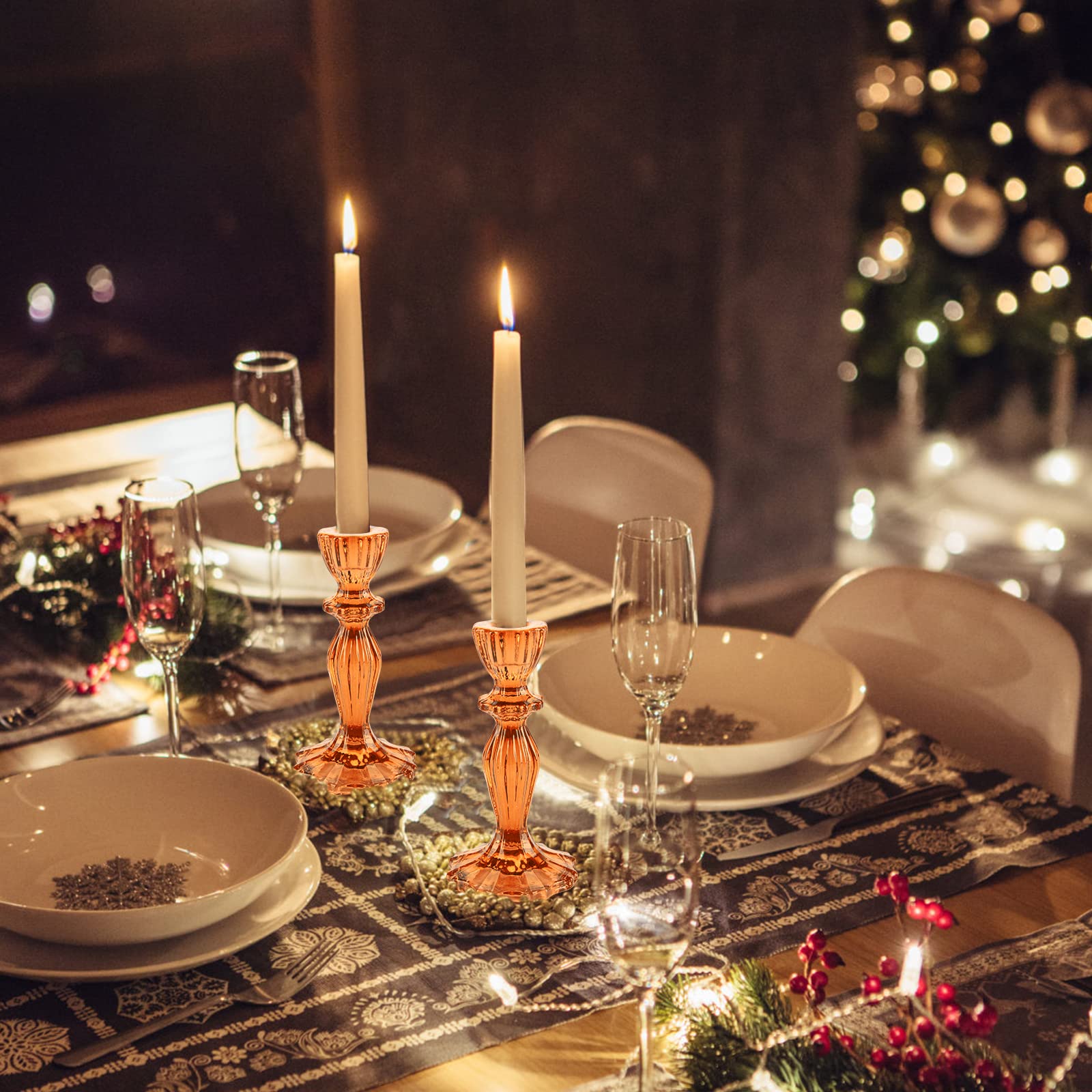 Lot De 6 Porte-Bougies En Verre - Pour Mariage, Noël, Décoration Table