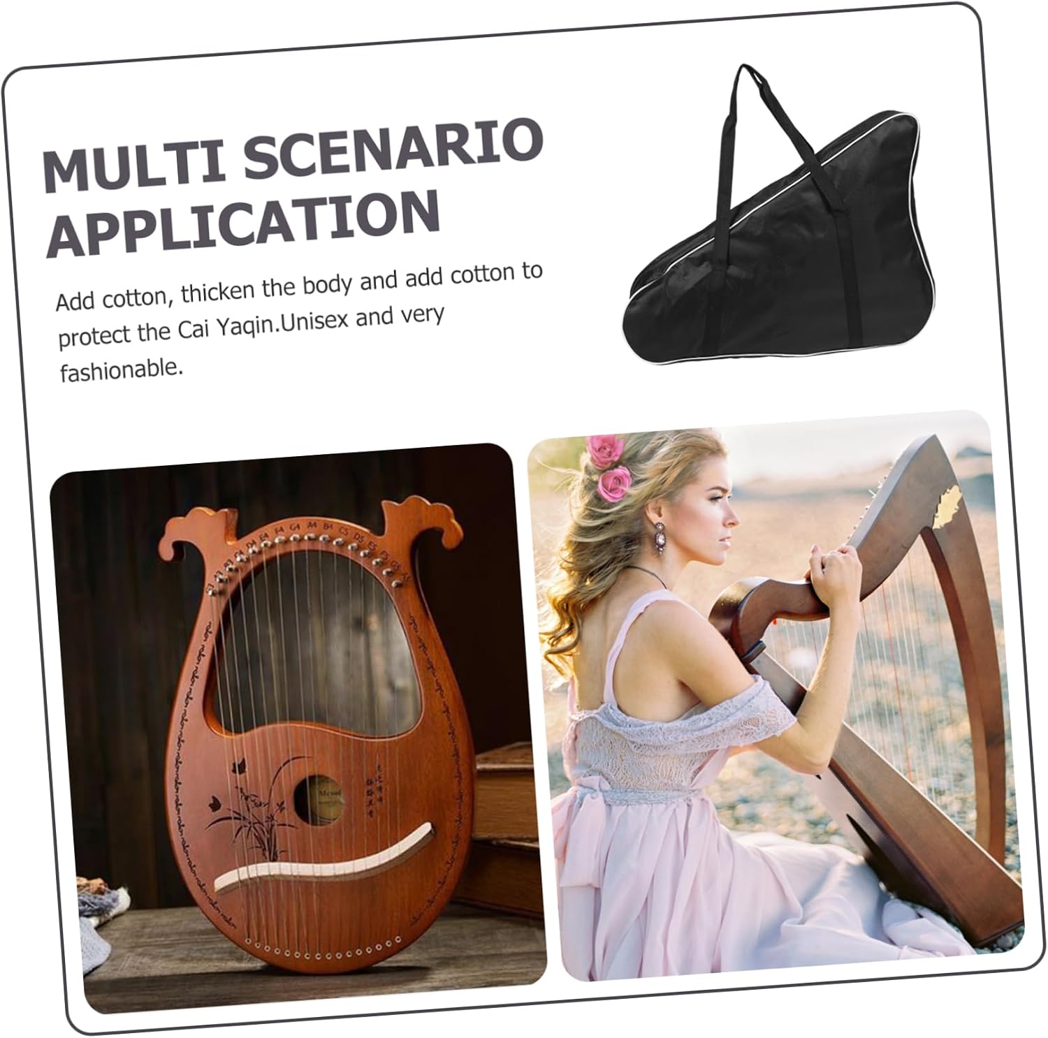 BESPORTBLE Oxford Cloth Lyre Harp Bag Durable Padded Carrying Case for Musicians Lightweight and Portable Storage Tone Lyre String Harp Unisex Design with Practical Functionality