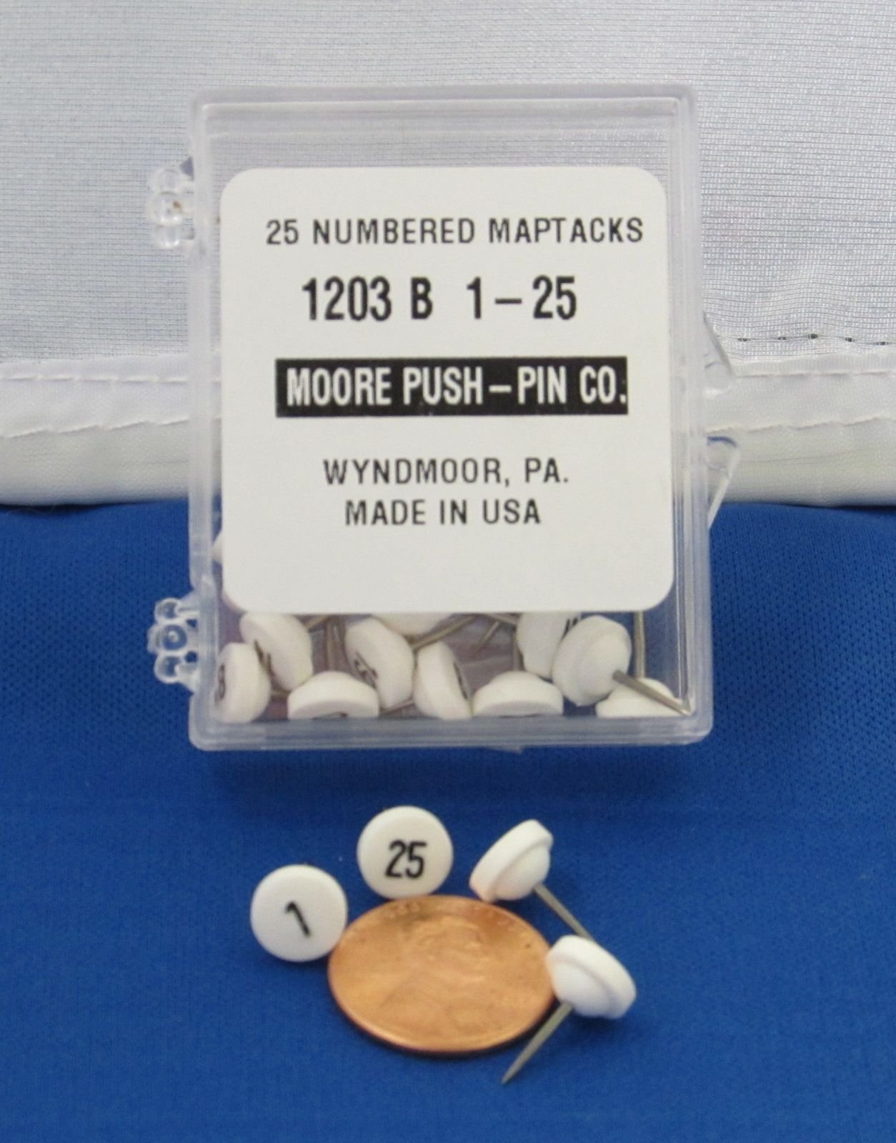 Numbers 1100 New Numbered Map Tacks Moore Dark Blue Pins 4 Boxes of 25