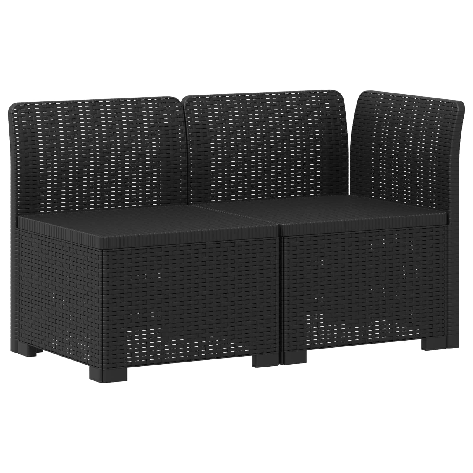 Divano da giardino a 2 posti con cuscino, effetto rattan, polipropilene, antracite