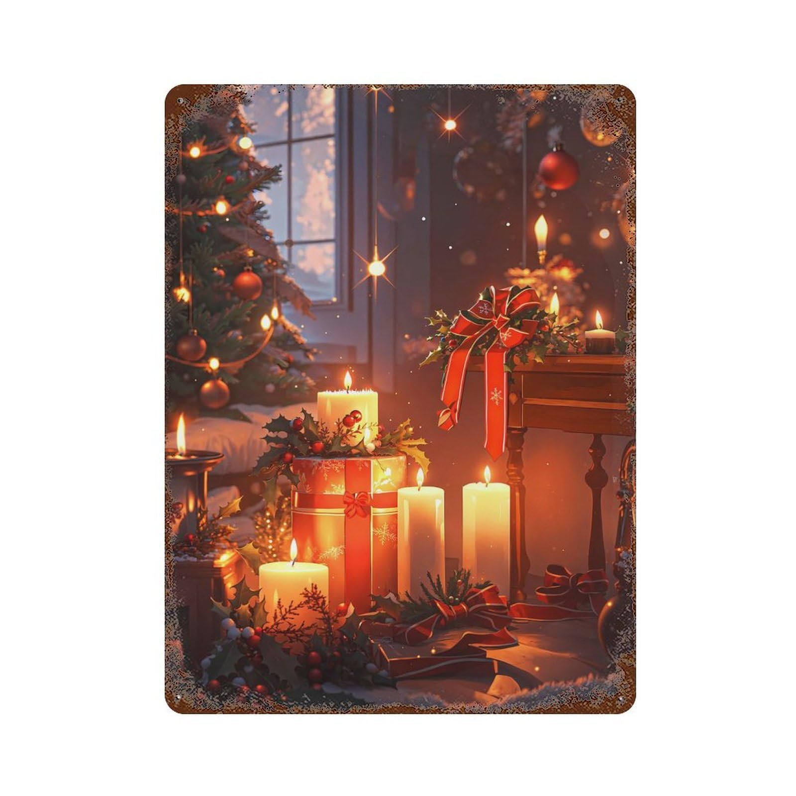 Christmas Eve 15.7"x11.8" Vintage Rust Metal Sign, Shabby Chic Decor for Garage, Bar And Workshop Decor