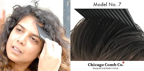 Miniatura 4 de Chicago Comb Peine de fibra de carbono modelo 7, para cabello largo y grueso, rizado y afro, color negro, 6 pulgadas (5.9in)