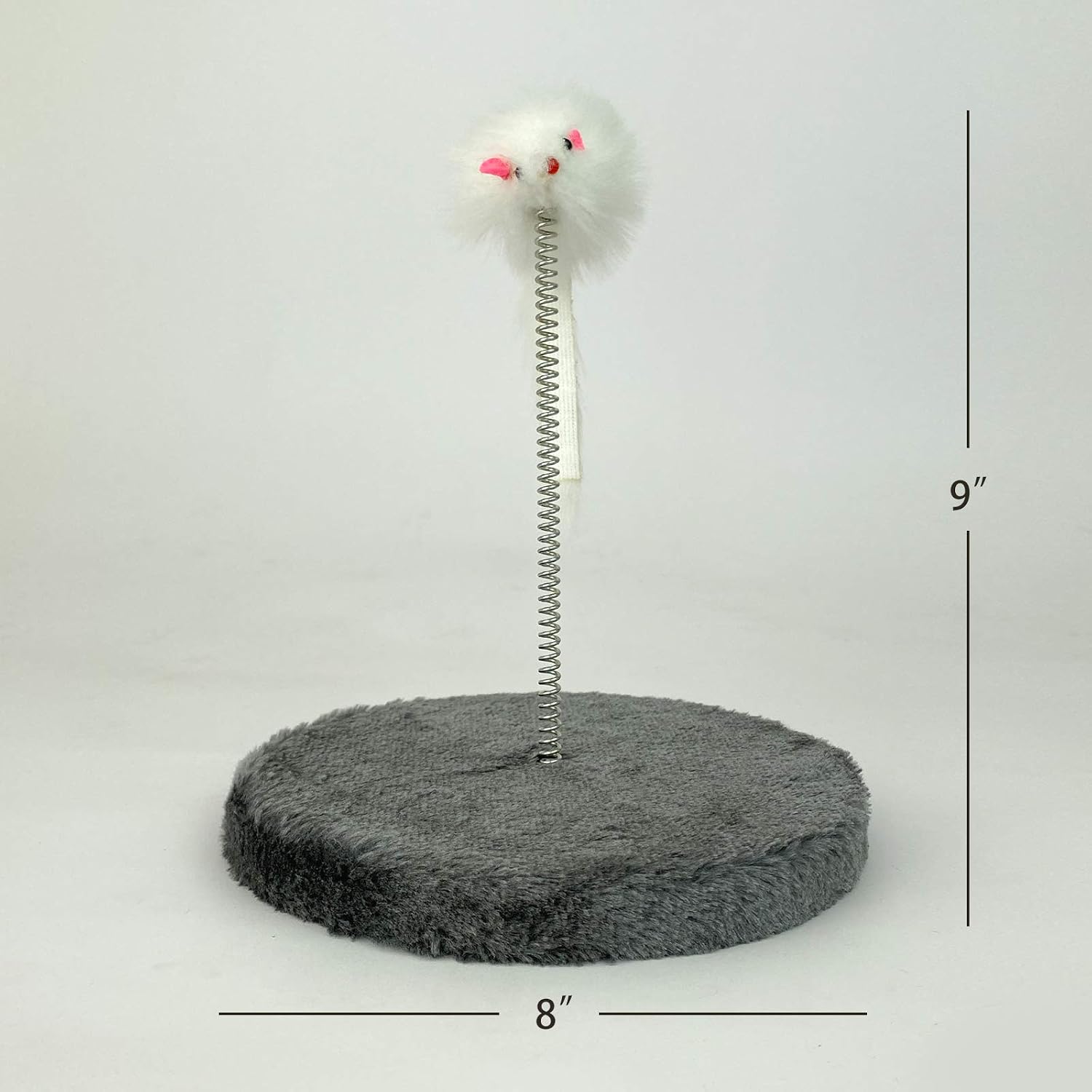 MOHAN Spring Mouse cat Toy Plate cat Interactive Toy with Squeak Sound Spring Play Mouse with Heavy Base (Dark Grey)