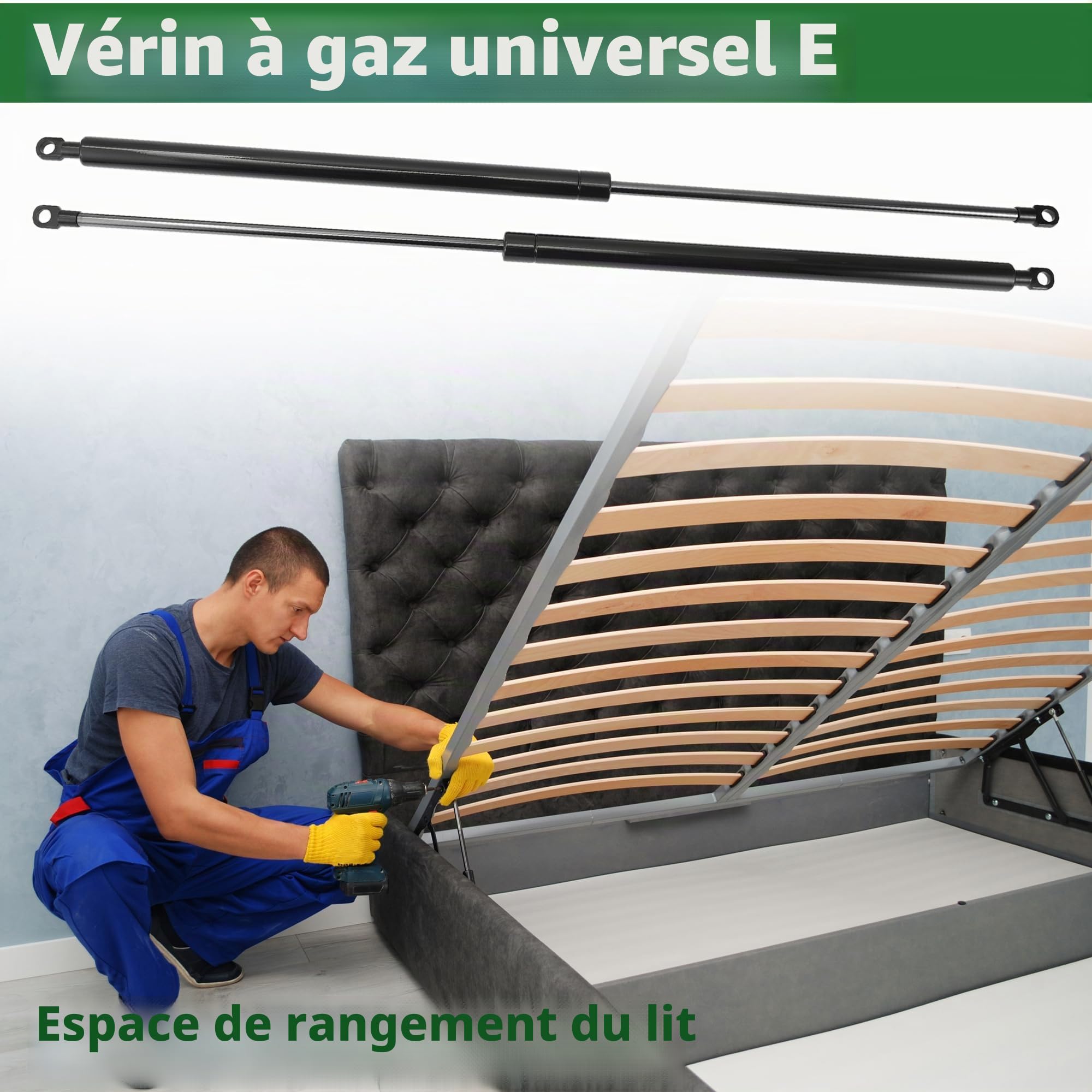 Motoforti Vérins À Gaz 100N 2 Pièces Noir Pour Boîte À Outils