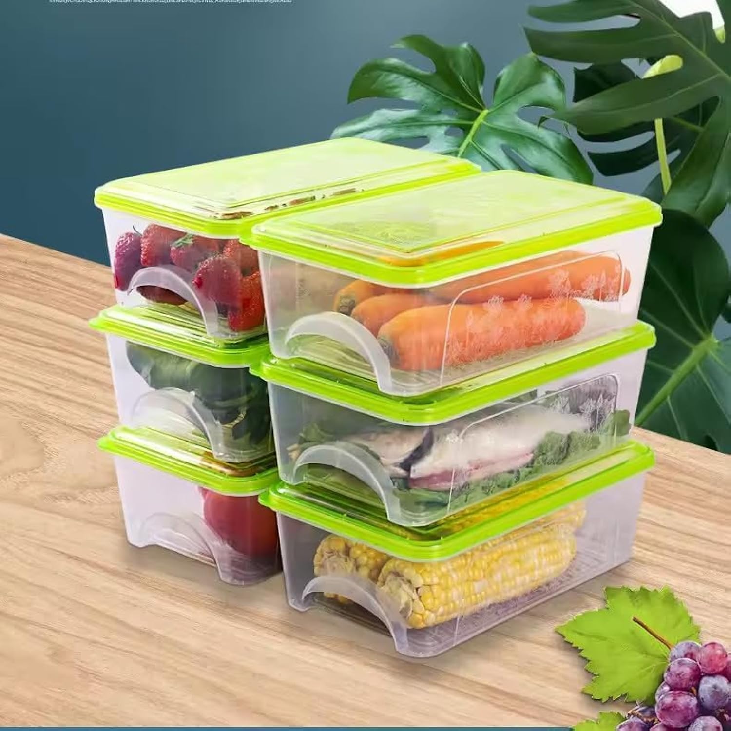 Premify 6pcs Food Storage Containers with Lids, 3L Plastic Airtight Stackable Leakproof Freezer Fridge Storage Containers for Kitchen, Refrigerator Organization Box