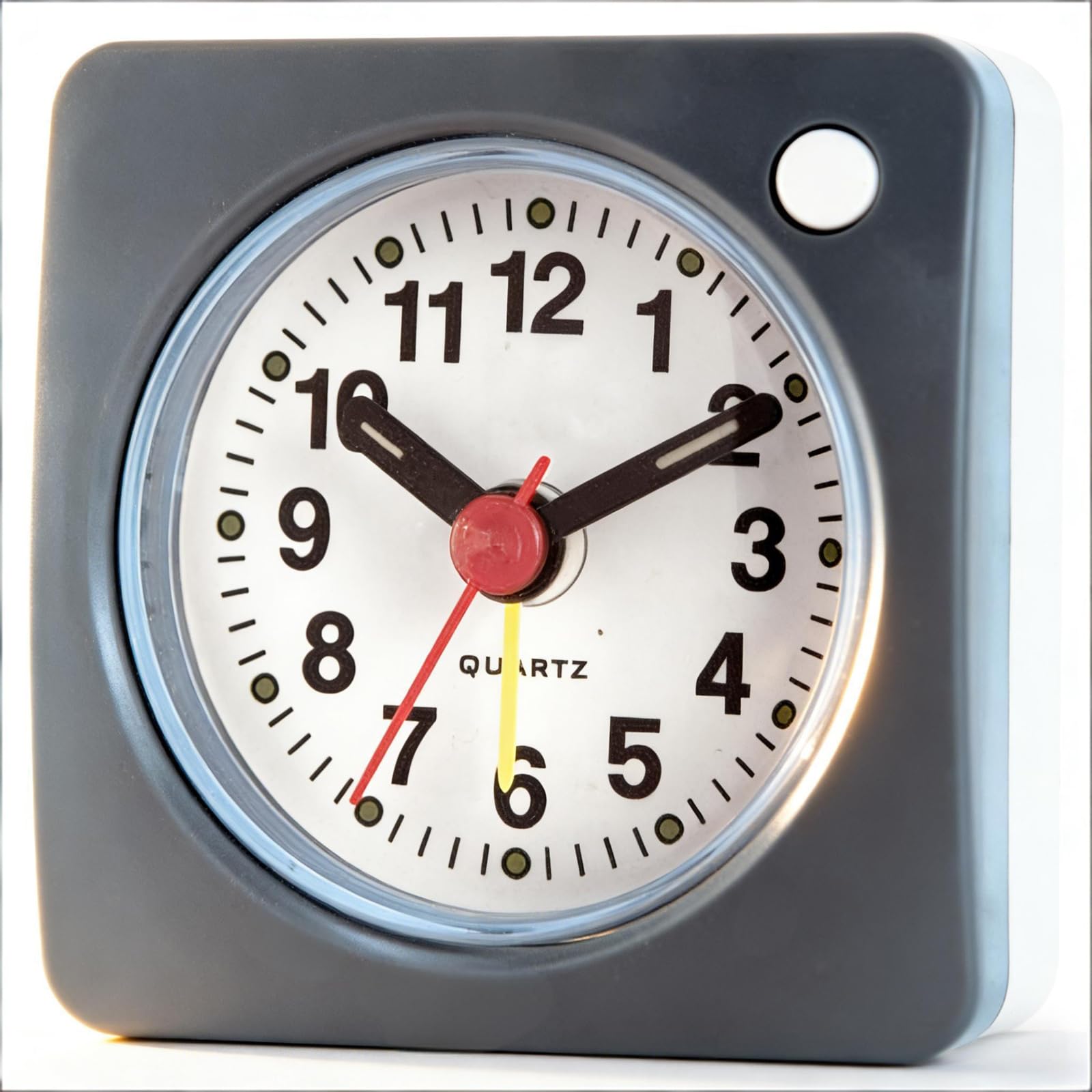 Small Travel Alarm Clock | Silent Non-Ticking, Snooze & Nightlight, Large Display, Glow in The Dark for Heavy Sleepers, Ideal for Bedside & Travel, Gray
