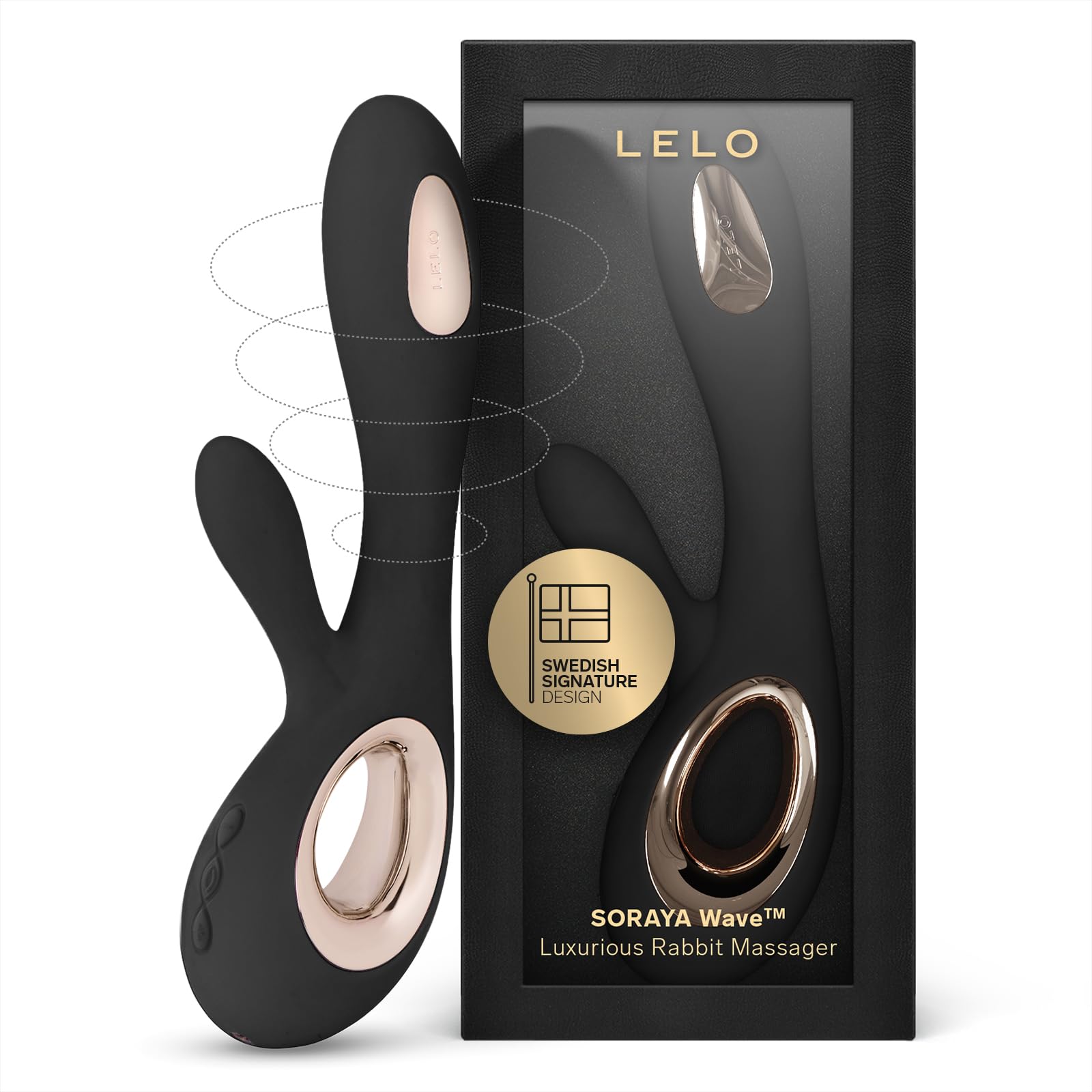 LELO SORAYA Wave Vibratore Rabbit Lussuoso con Tecnologia Wavemotion, Sex Toy per Stimolazione Interna ed Esterna, Vibratori Clidoride Donna, Vibratoreper Donna, Nero