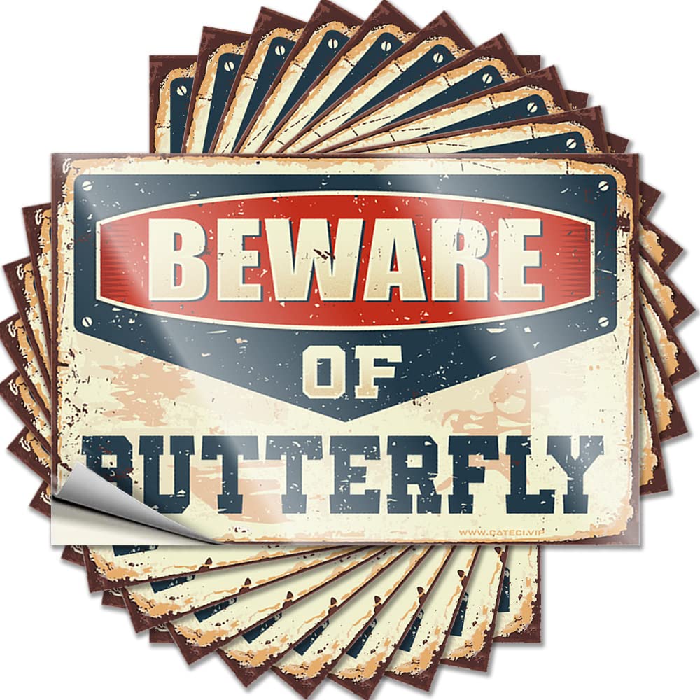 Funky, Stickers Case Beware of Butterfly | Alcohol Cool Bathroom Stuff(8X12CM)