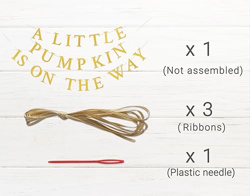 Miniatura 3 de Funnytree A Little Pumpkin is on The Way - Kit de accesorios de decoración de baby shower, un telón de fondo de 5.9 x 3.6 pies, tarjetas, cinta,