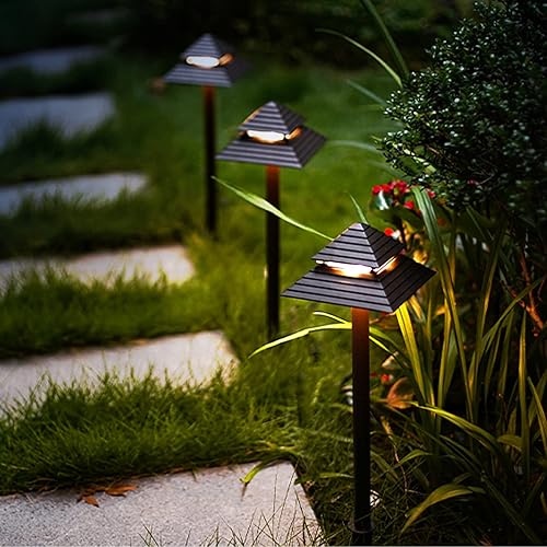 Miniatura 2 de GOODSMANN Iluminación de paisaje, 8 unidades, luces de camino de pagoda de bajo voltaje, 2 niveles, 3 W, 180 lúmenes y foco, 8 unidades, 3 W, 200