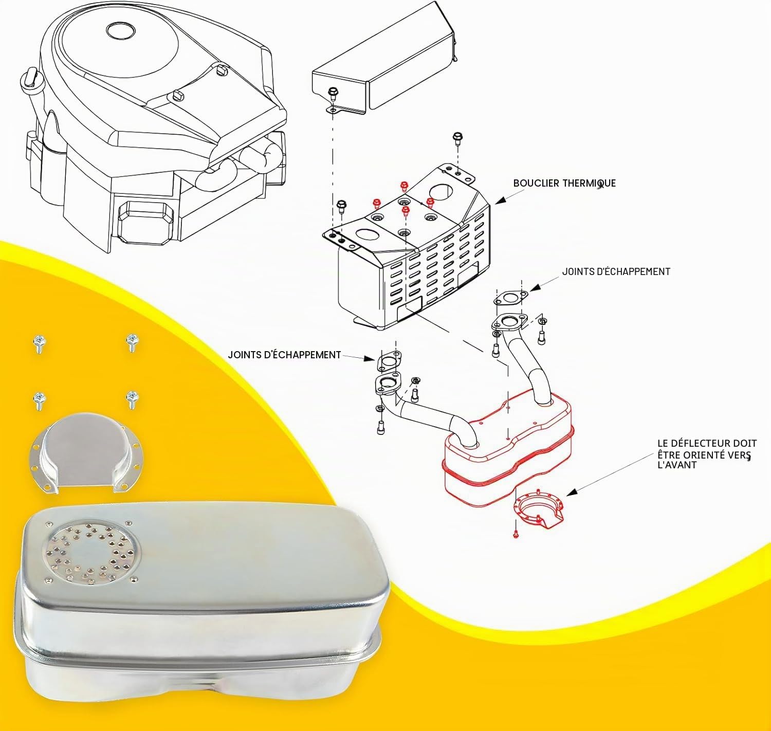 751-0616B Silencieux double entrée 951-0616B pour MTD Cub Cadet LT1018 LT1022 LT1024 GT1222 RZT22 RZT50 RZT54