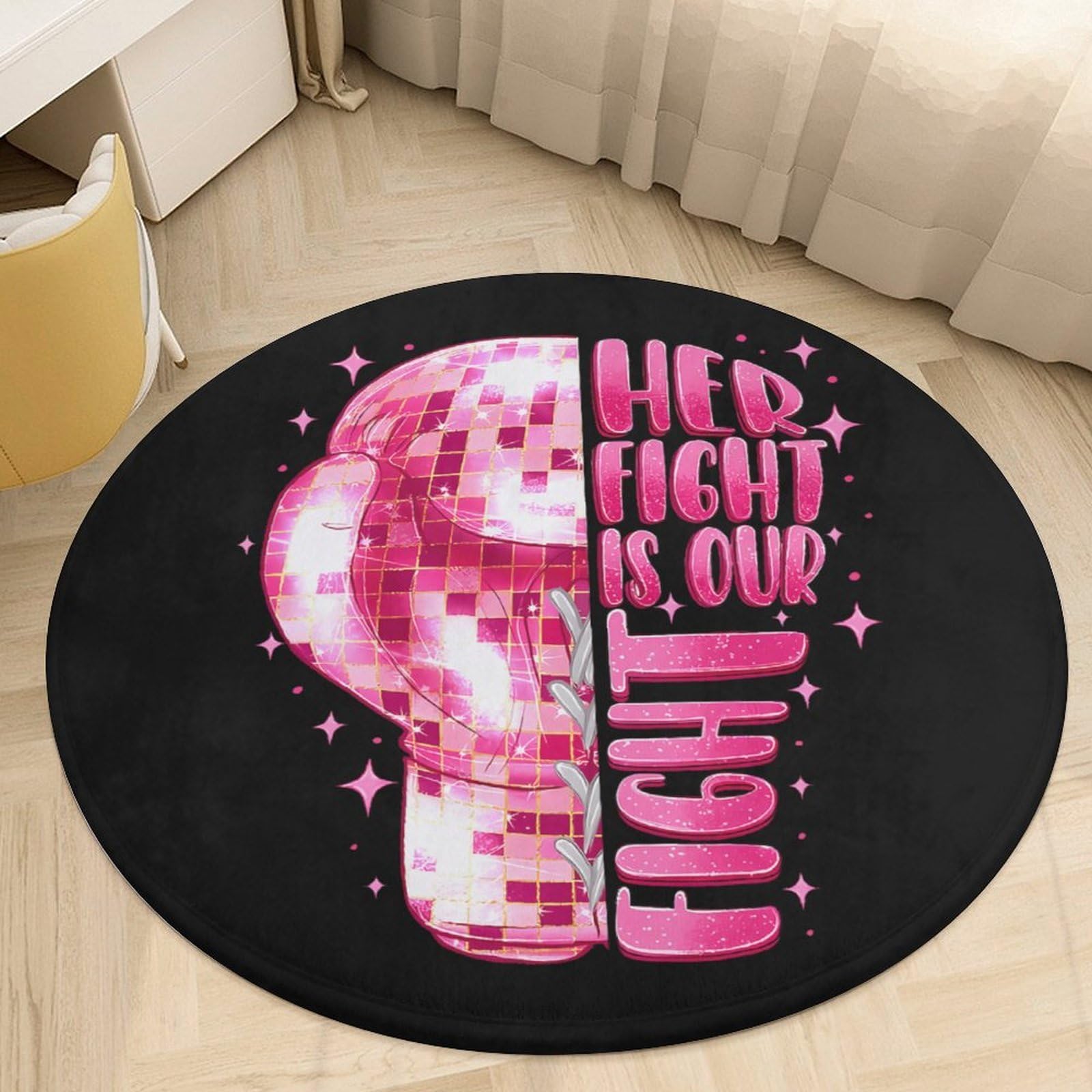 Tapis sensibilisation cancer du sein en velours corail idée cadeau solidaire 90 cm