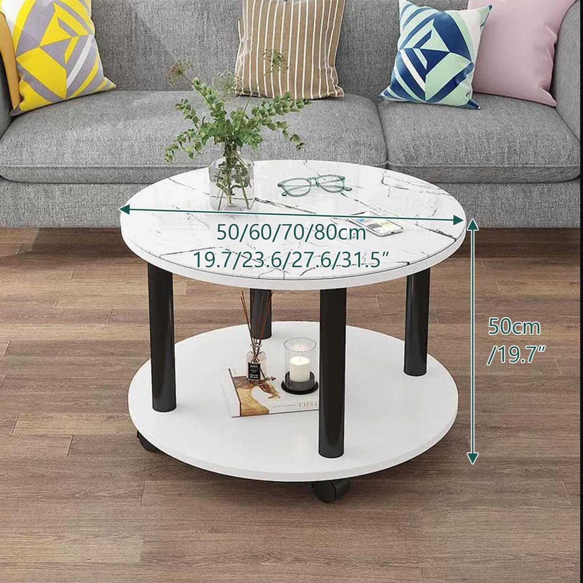 Amazon.com: Round Coffee Table with Storage, Living Room Coffee