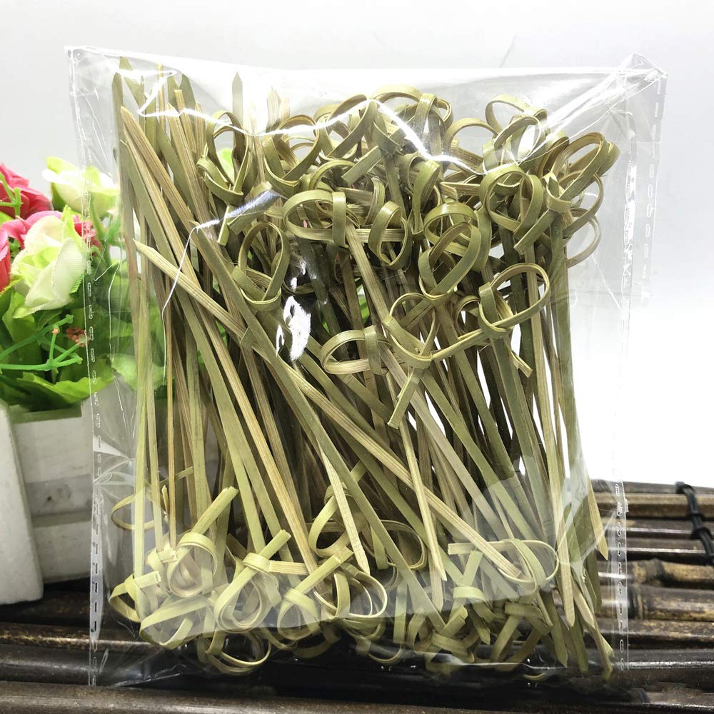 Set 200 Stuzzicadenti Bamb&ugrave; Per Finger Food - 100 Forchette E 100 Spiedini Con Estremit&agrave; Intrecciata 8.9cm