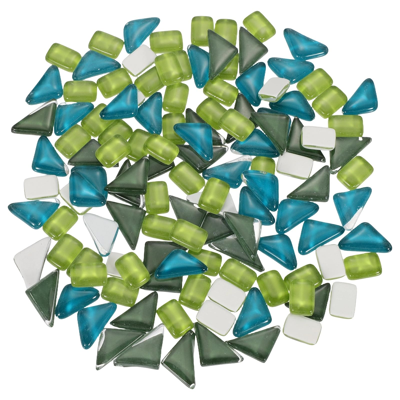 sourcing map 200g Glass Mosaic Tiles, Irregular Tiny Glass Tile Crystal Broken Mixed Shapes Mosaic Glass Pieces for Art Crafts Bulk Picture Frames Flowerpots(10 x 10mm, Green Series)