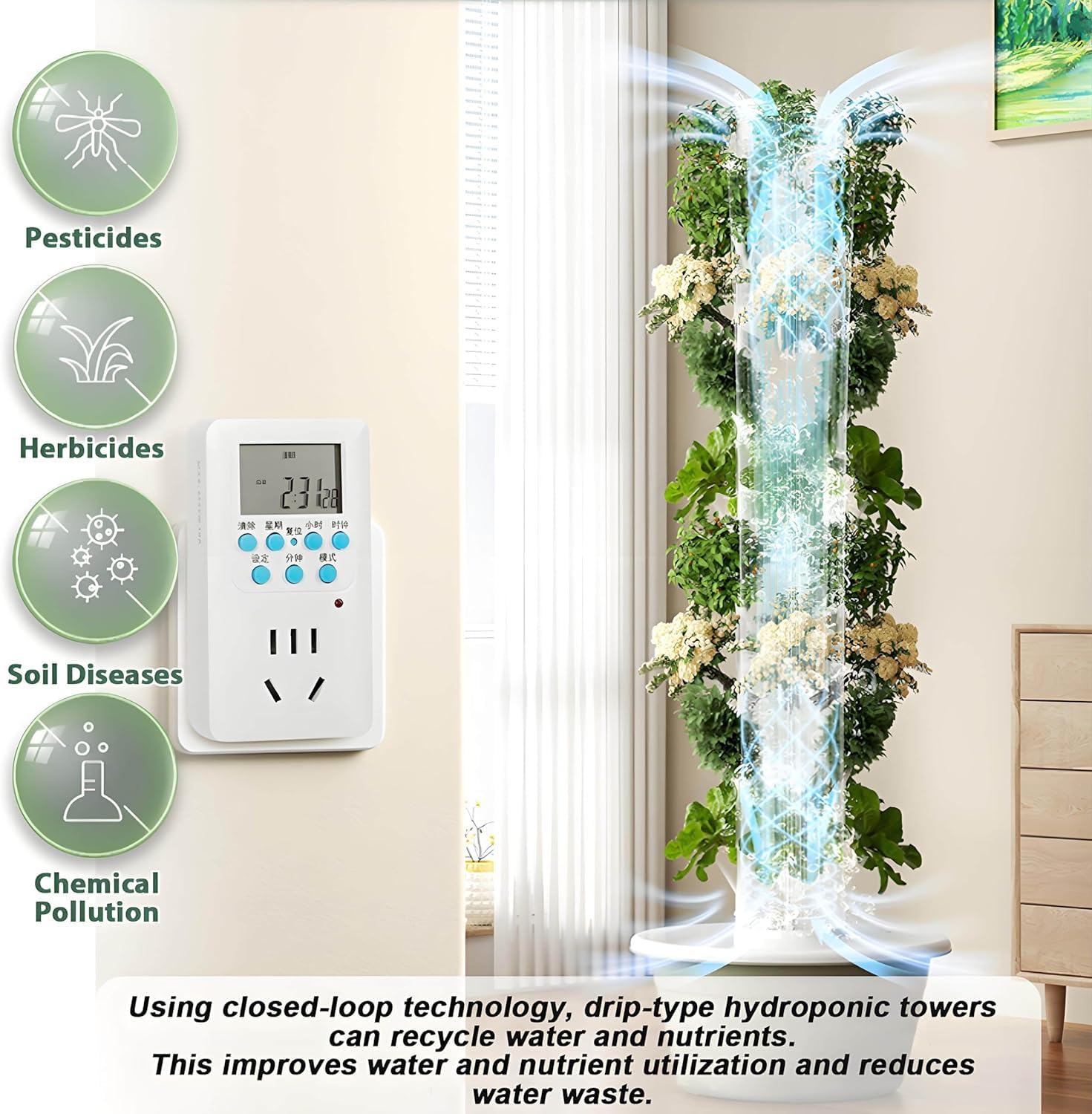 Kit De Cultivo Hidropónico En Torre para Interiores: 20/28/36 Orificios para Plantas, Luz Led De Cultivo De 64/80/96 W, Ideal para Fresas Y Jardinería De Interior, 5 7 Layer
