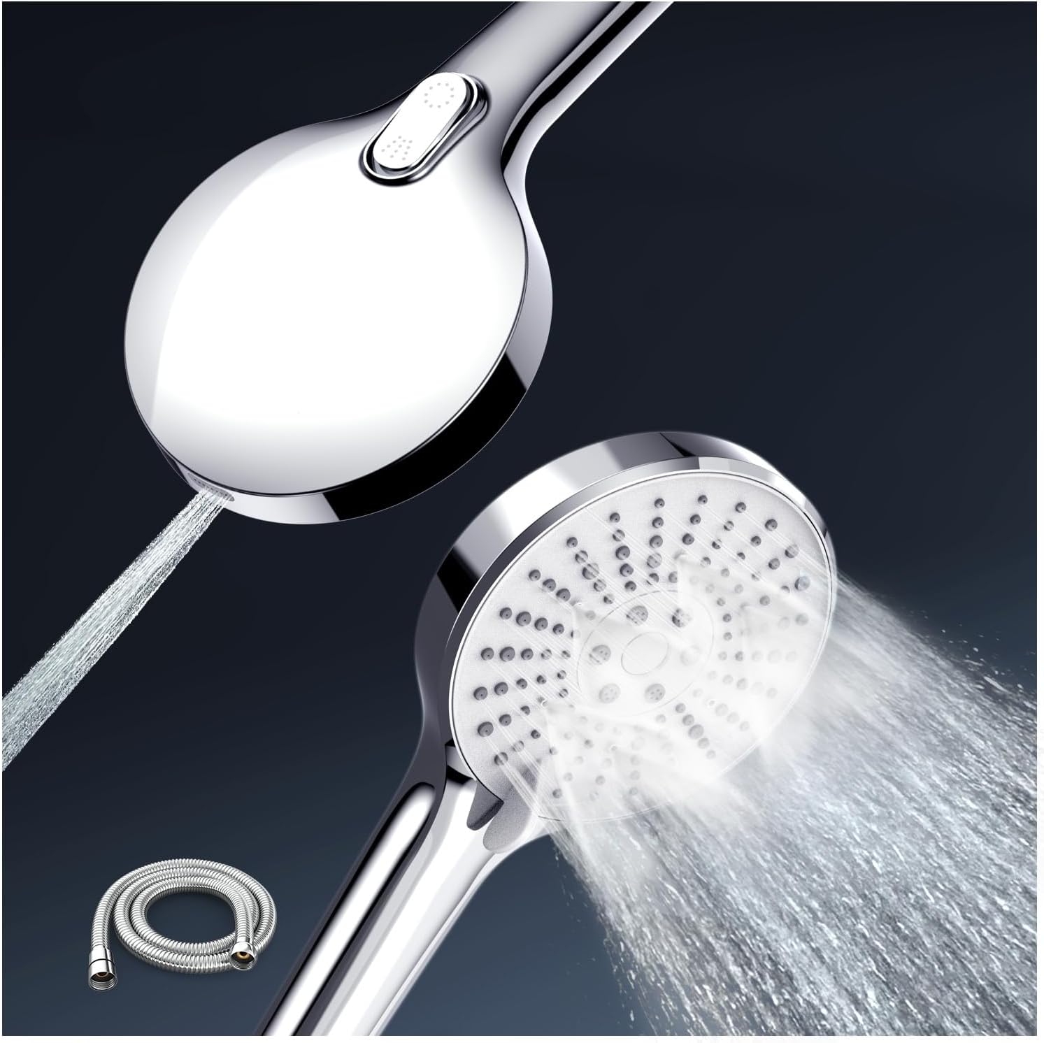 Newentor High Pressure Shower Head with Handheld Luxury Modern Chrome