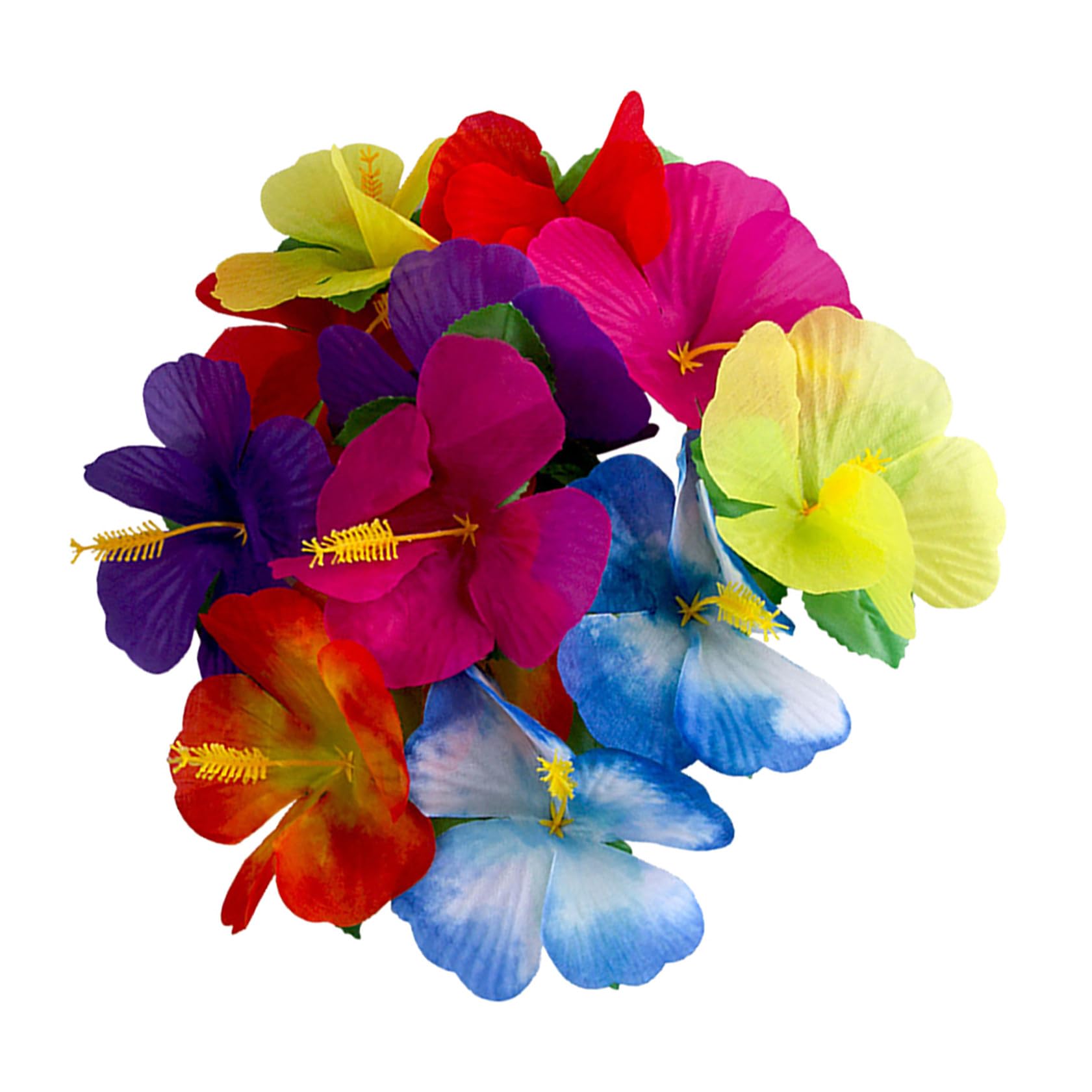 Künstliche Hibiskusblüten und Stoff ohne Gießen für 72 Stück als Fotorequisite Hawaii Blumen Girlande Zufällige Farbe Sommerfest Dekoration Tropische Partys