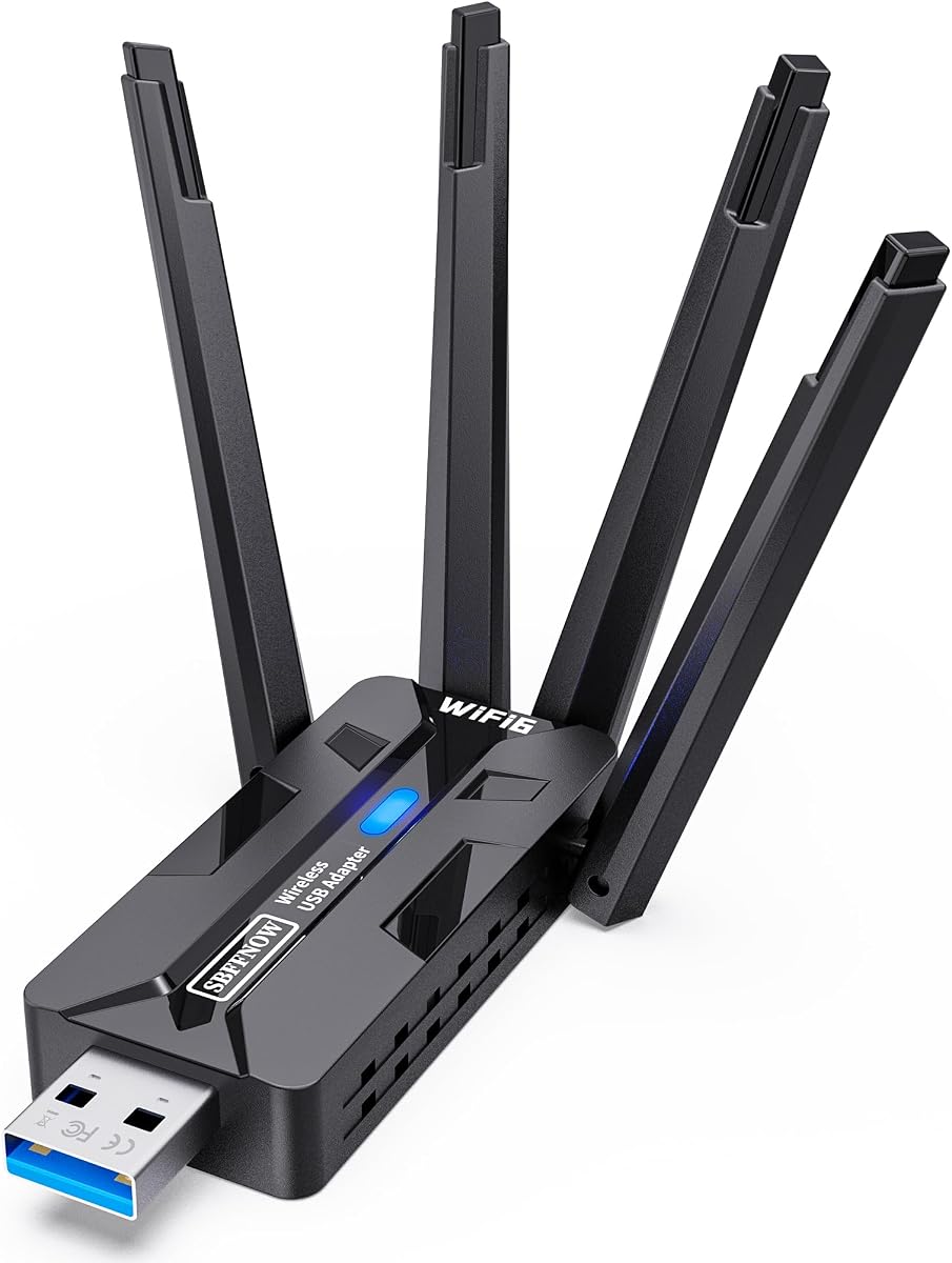 Wireless USB WiFi Adapter for PC 1800Mbps 4 High-Gain 8Dbi Antennas 5G/2.4G WiFi Adapter for Desktop PC Laptop Long Range Signal Reception Wireless Adapters for Desktop Computer Network Adapters