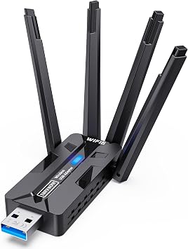Wireless USB WiFi Adapter for PC 1800Mbps 4 High-Gain 8Dbi Antennas 5G/2.4G WiFi Adapter for Desktop PC Laptop Long Range Signal Reception Wireless Adapters for Desktop Computer Network Adapters