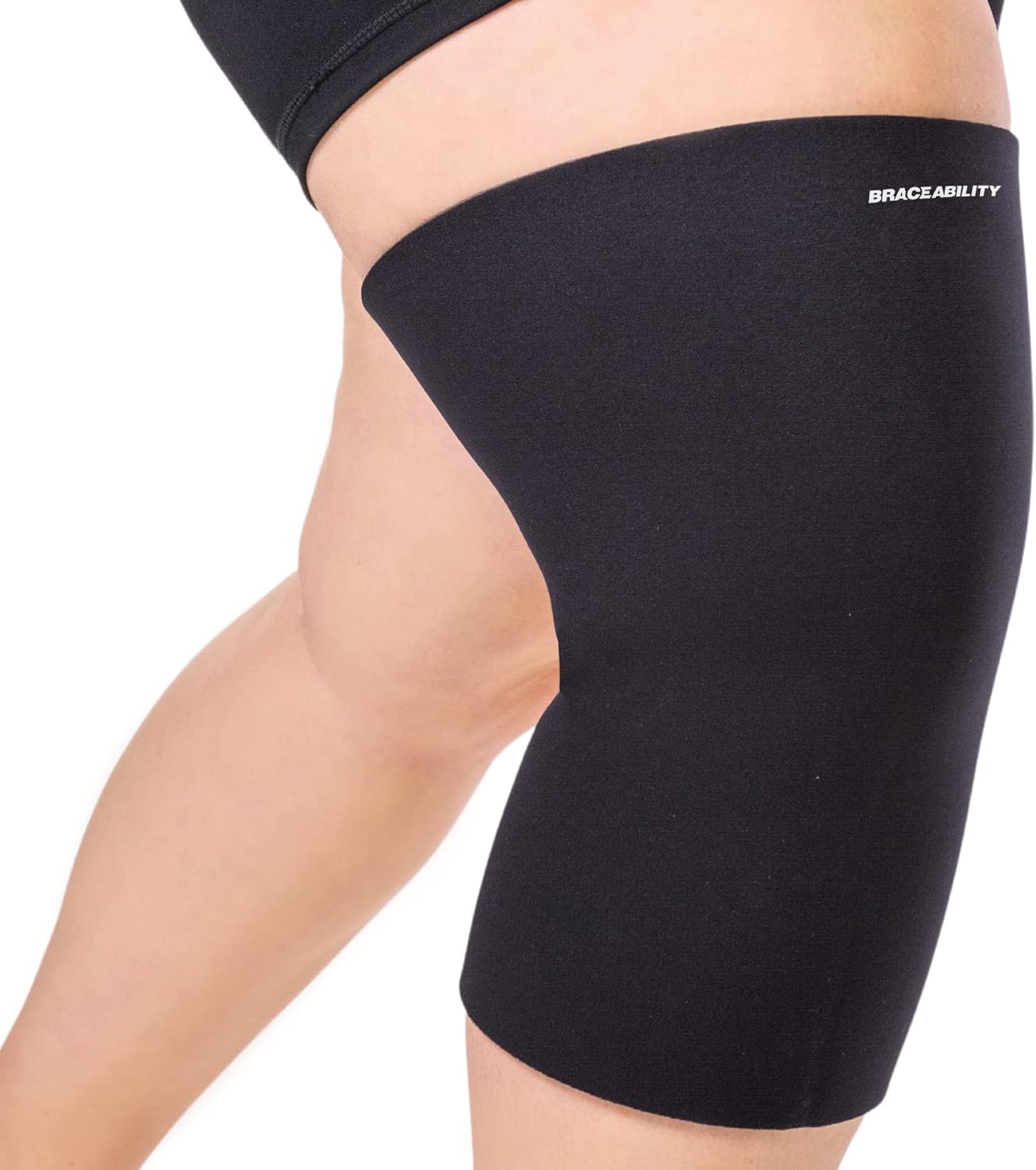BraceAbility Plus Size Neoprene Knee Sleeve - 5X Bariatric Compression Support Brace for Women's or Men's Arthritis Joint Pain Relief and Treatment, Fitting Big Legs and Obese Thighs (5XL) Black 5X-Large