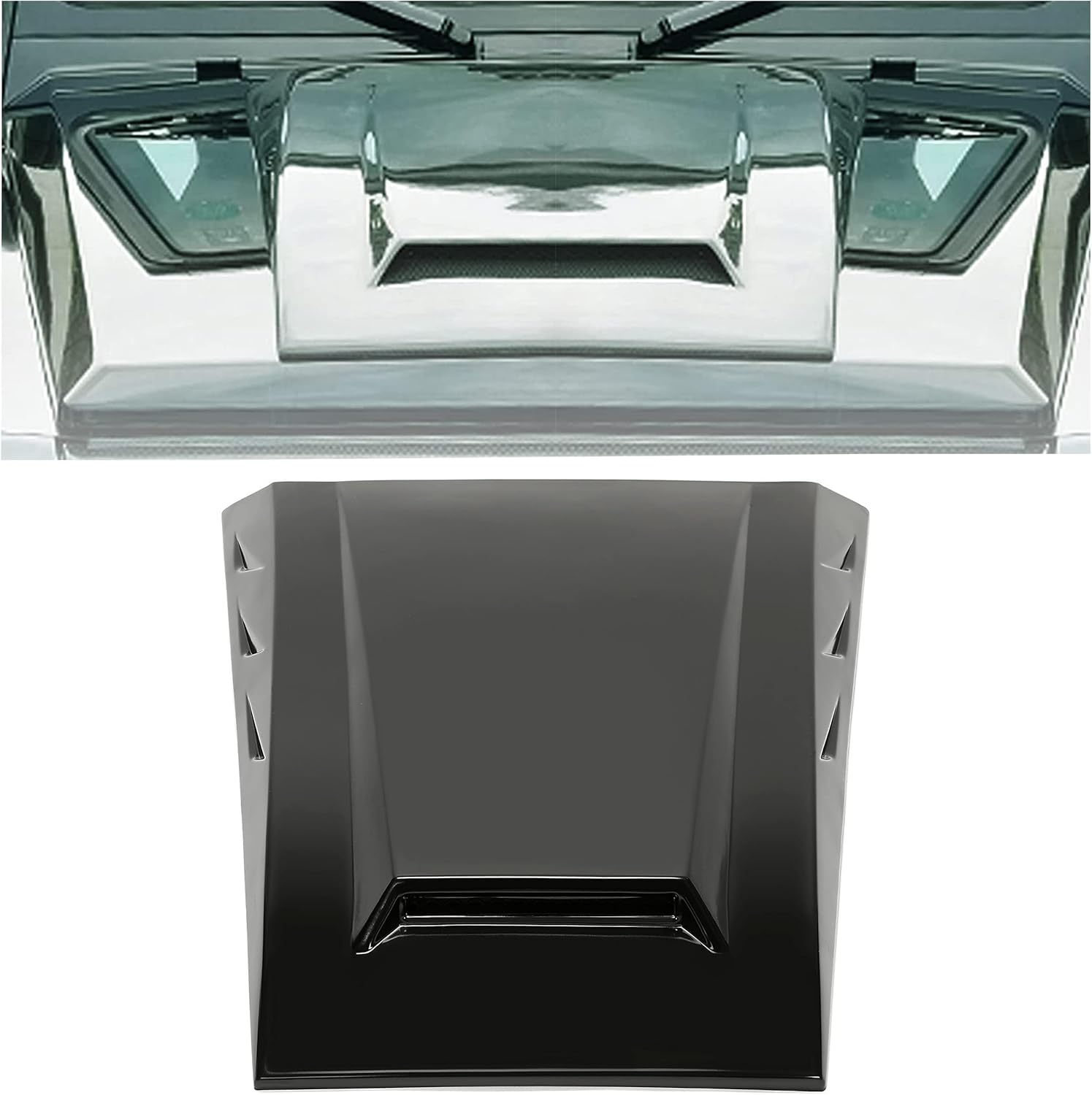 KUAFU Hood Scoop Vent Compatible with 1999-2018 Mercedes-Benz G-Class W463 G500 G550 G55 G63 G65 AMG 4Door Sedan B Style Air Intake Hood Bonnet Vent Cover Black Plastic