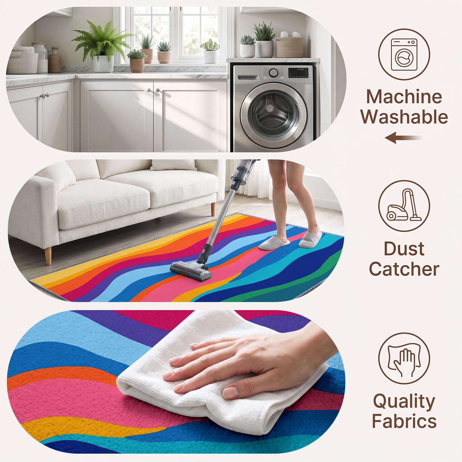 Générique Abstrait Art Fluide Tapis de Salon Lavable en Machine 120 x 170 cm Tapis antidérapant, Moquette Vague colorée pour Le Salon, l'entrée, la Chambre et la Cuisine