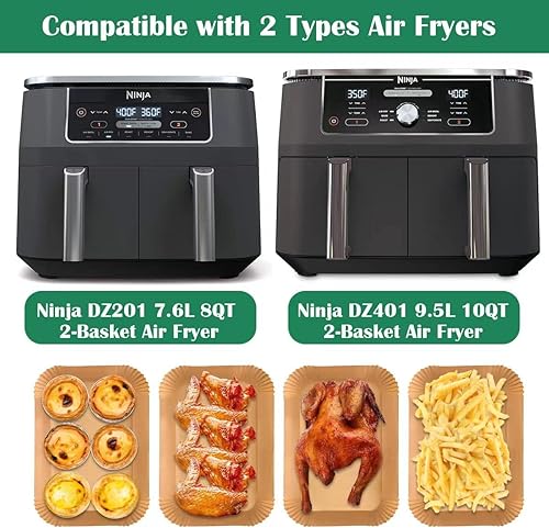 Miniatura 2 de 100 forros desechables para freidora de aire Ninja DZ201DZ401, accesorios para freidora de aire ninja, revestimientos de papel pergamino para