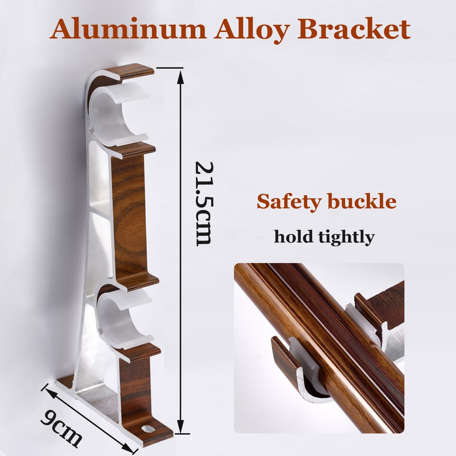 Doppelte Gardinenstangen, Vorhangschiene Mit Holzmaserung, Gardinenstangen Aus Aluminiumlegierung, Wandmontierte Gardinenstangen-Sets Für Das Wohnzimmer(Red,300cm/9.8ft(2 * 150cm))