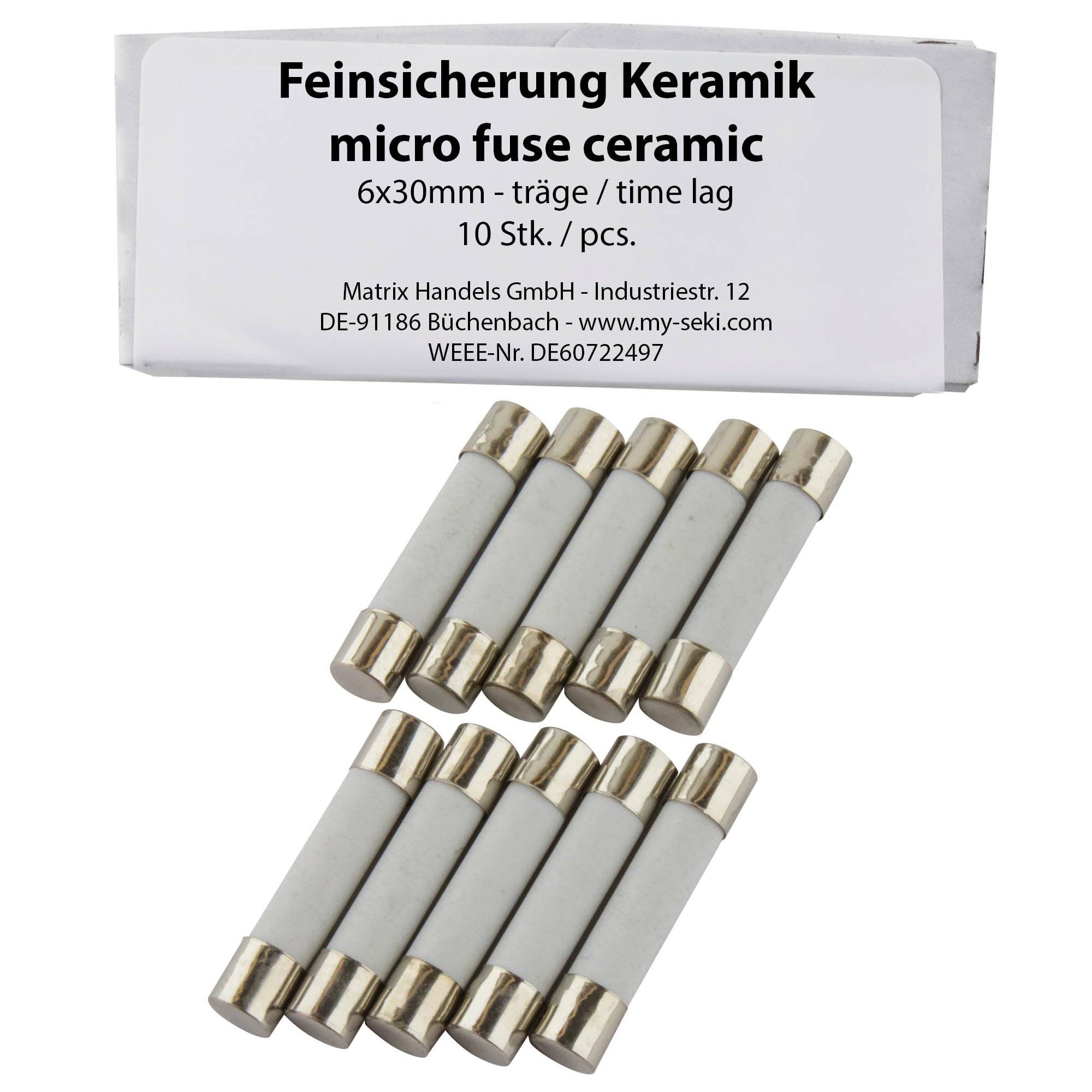 Lot De 10 Fusibles En Céramique 0,25 A (250 Ma),5 X 20 Mm,À
