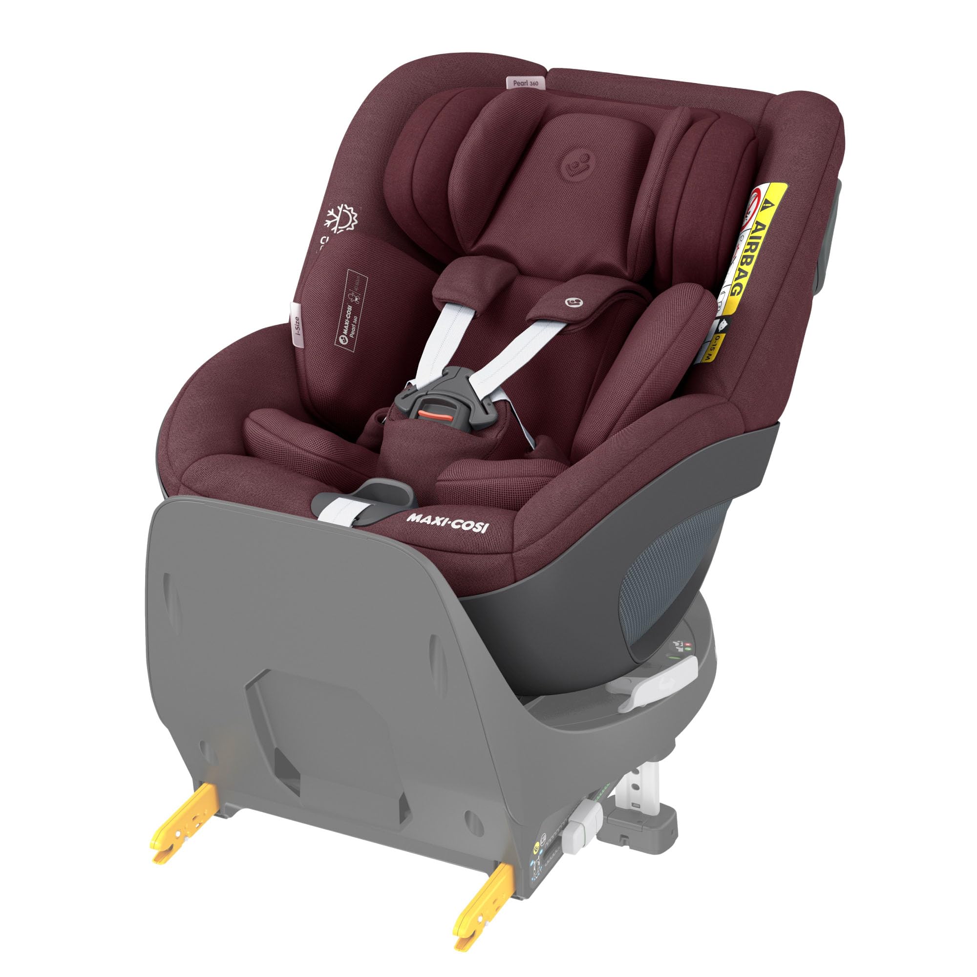 Pearl 360 i-Size Infant Car Seat, 360 Swivel Car Seat, G-CELL Side Impact Protection, One-Hand Rotation, ClimaFlow, 0-4 Years, Authentic Red, 2 Year Warranty