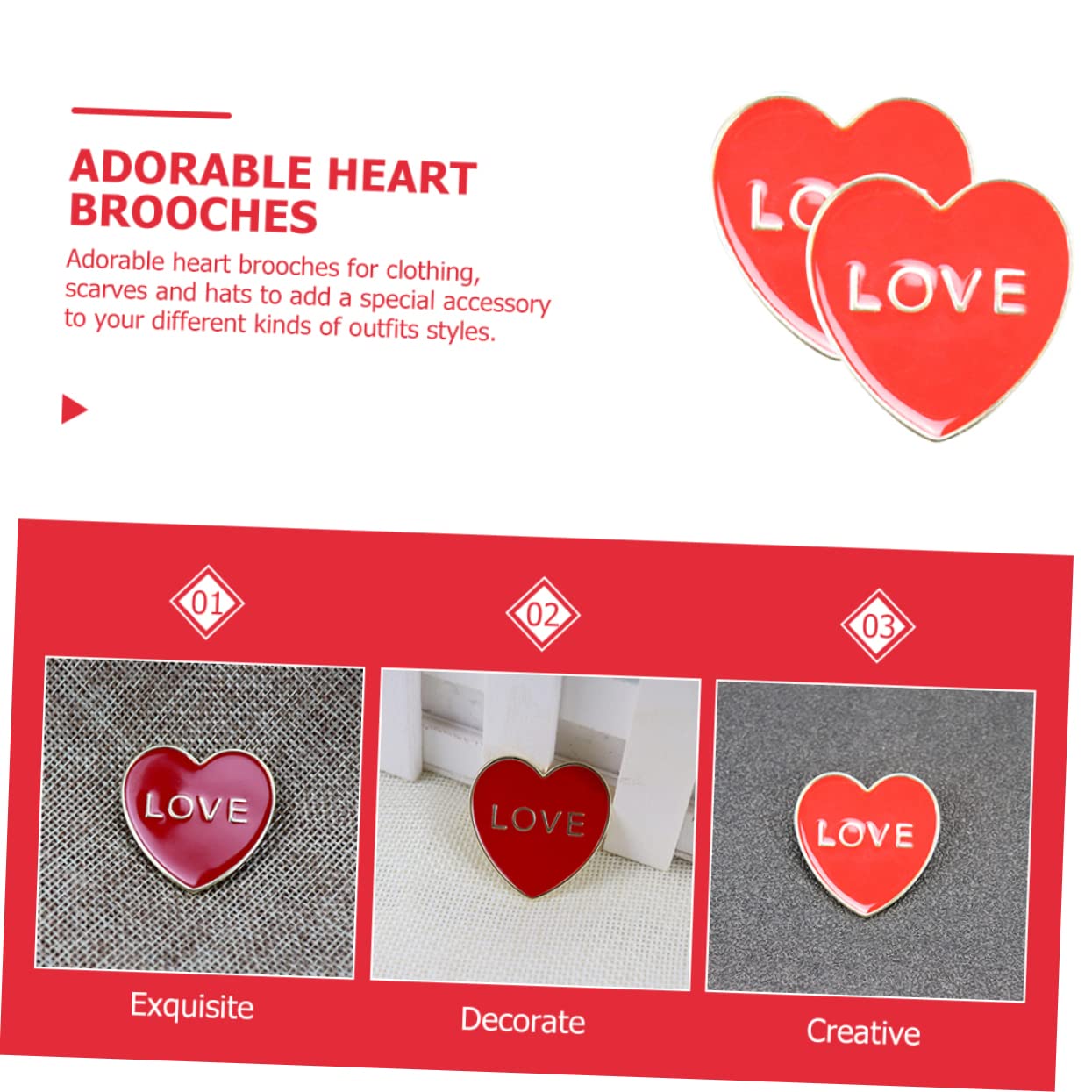 10 Piezas Broche Imperdible Alfiler De Corazón De Boda Alfiler Estético Pasador De Cuello Pin De Esmalte De Corazón Rojo Pasador De Mochilas 3d Ropa De Mujer Aleación Suéter