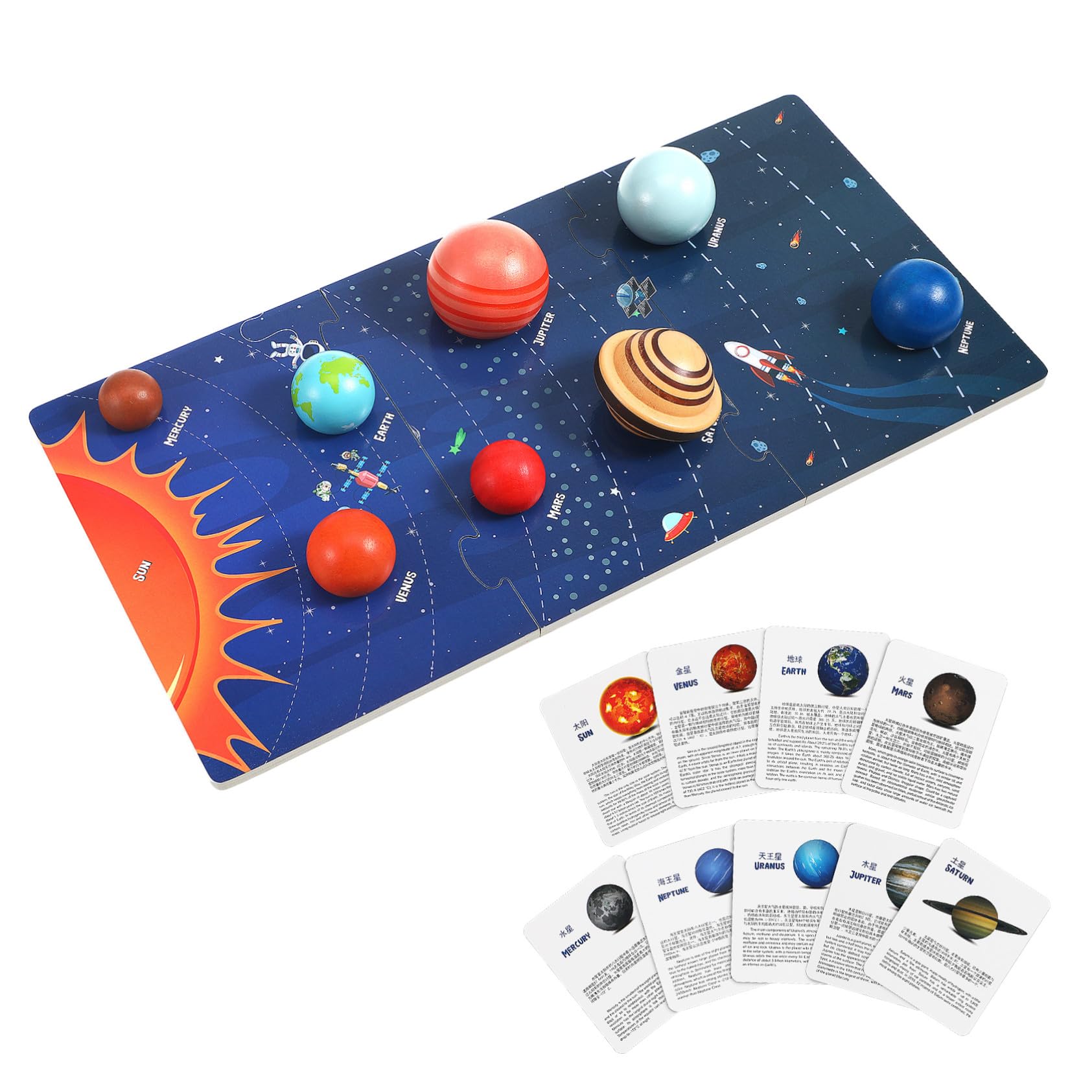 Puzzle Solare in Legno, 8 Pianeti, Gioco Educativo | Superficie Liscia, Lavorazione Accurata, Apprendimento Spaziale per Bambini