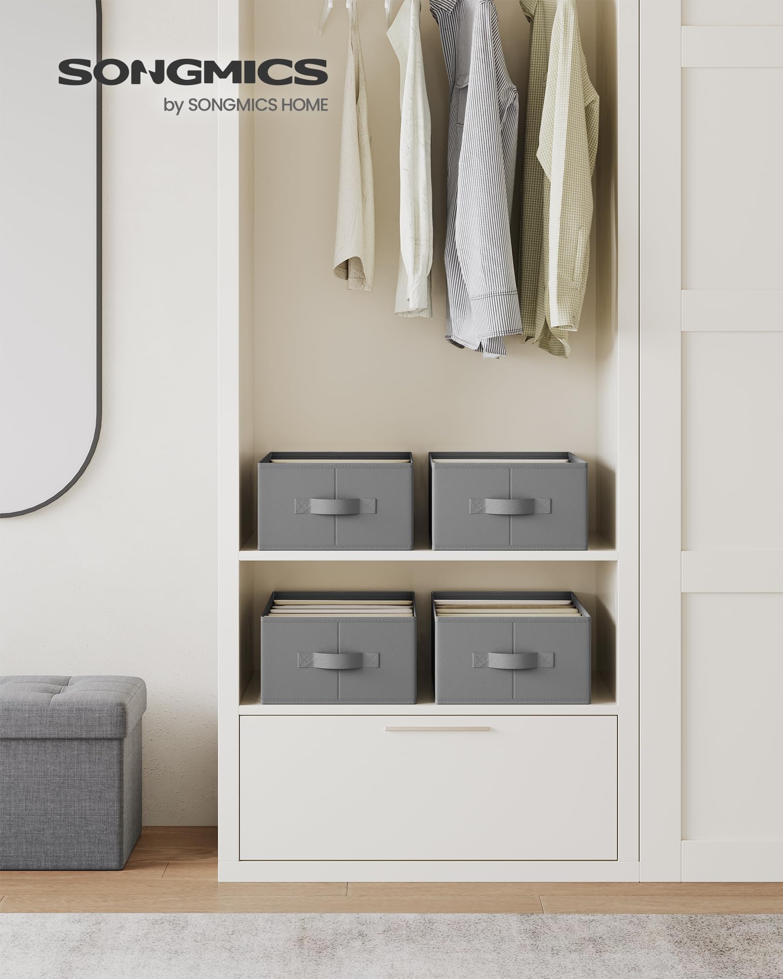 SONGMICS Set of 4 Drawer Organisers, 6-Compartment Closet Organisers, Foldable Wardrobe Clothes Organisers, 42 x 30 x 17 cm - Image 2
