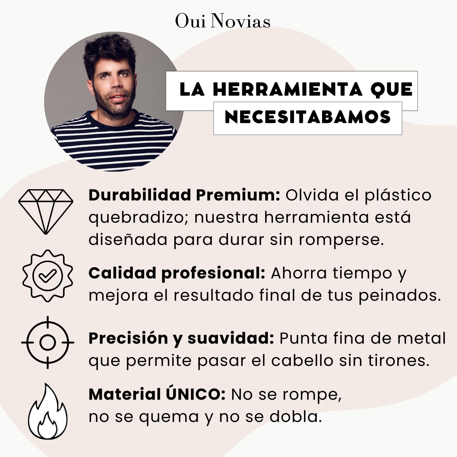 Topsy Metálico Aguja de Pelo Profesional - Herramienta para Peinados Recogidos Sin Tirones