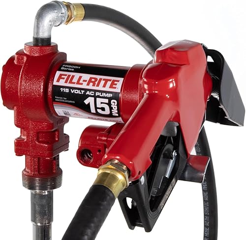 Miniatura 2 de Fill-Rite FR610HA 115V 15 GPM Bomba de transferencia de combustible con manguera de descarga y boquilla automática (rojo) | Mezclas de gasolina,
