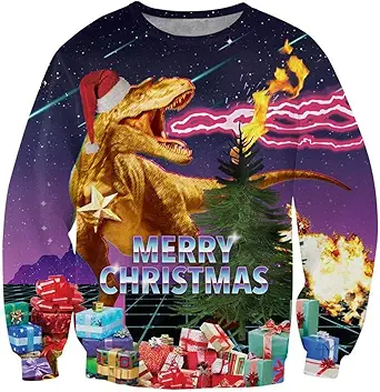 Idgreatim Unisex Ugly Christmas Crewneck Sweatshirt Novelty 3D Graphic Long Sleeve Sweater Shirt