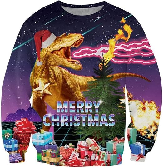 Idgreatim Unisex Ugly Christmas Crewneck Sweatshirt Novelty 3D Graphic Long Sleeve Sweater Shirt