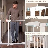 Poartă de siguranță pentru copii/animale YEAUPE PRO, fără găurire, pentru lățime de 77-80 cm, albă 3