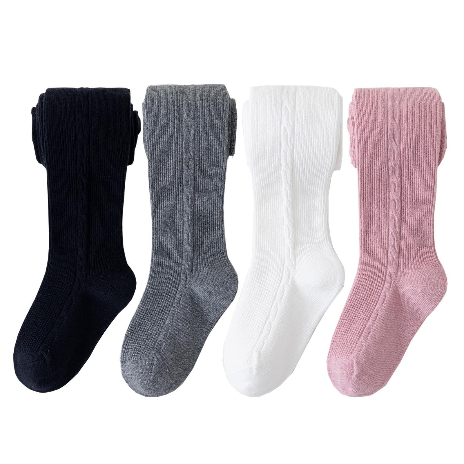 Meeshine Packs Toddler Girls Cable Knit Tights Baby Kids Cotton Leggings  Seamless Stockings Pants Pantyhose 1-8T